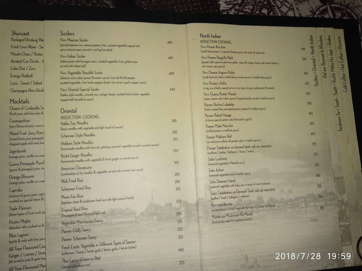 Pirates Voyage menu