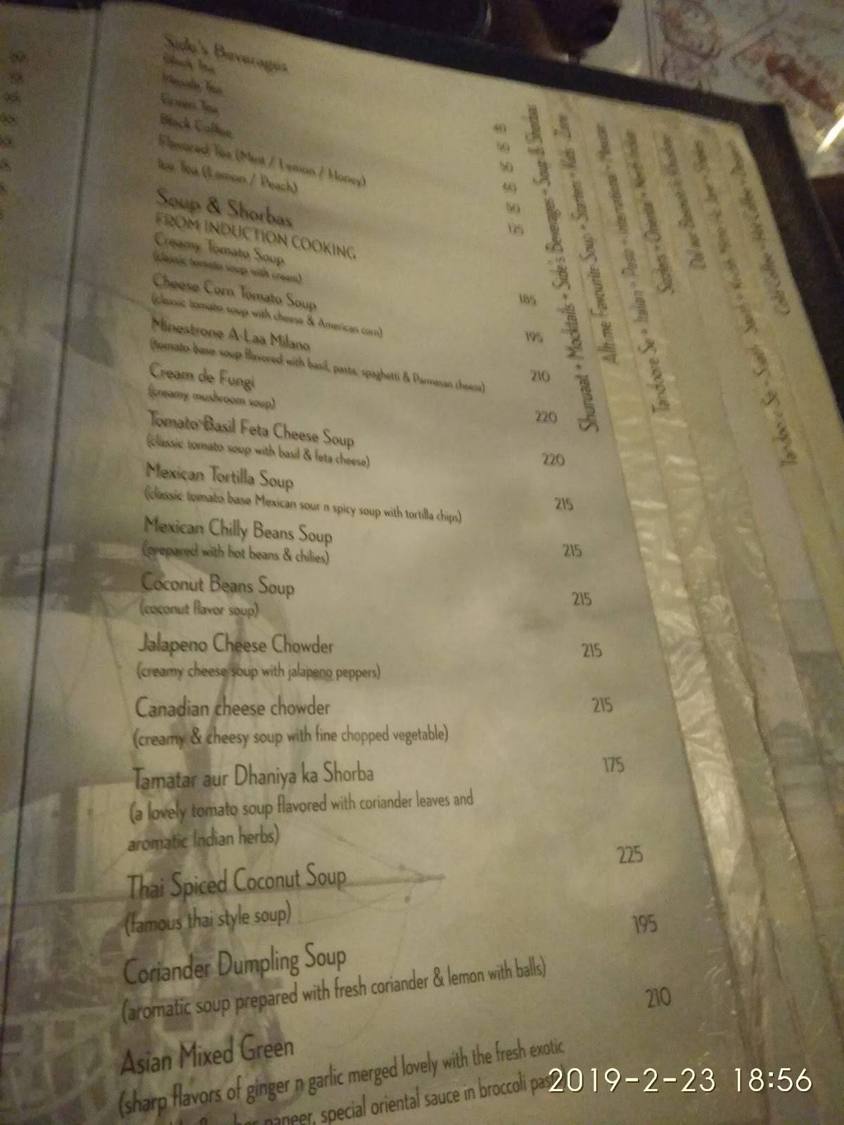 Pirates Voyage menu