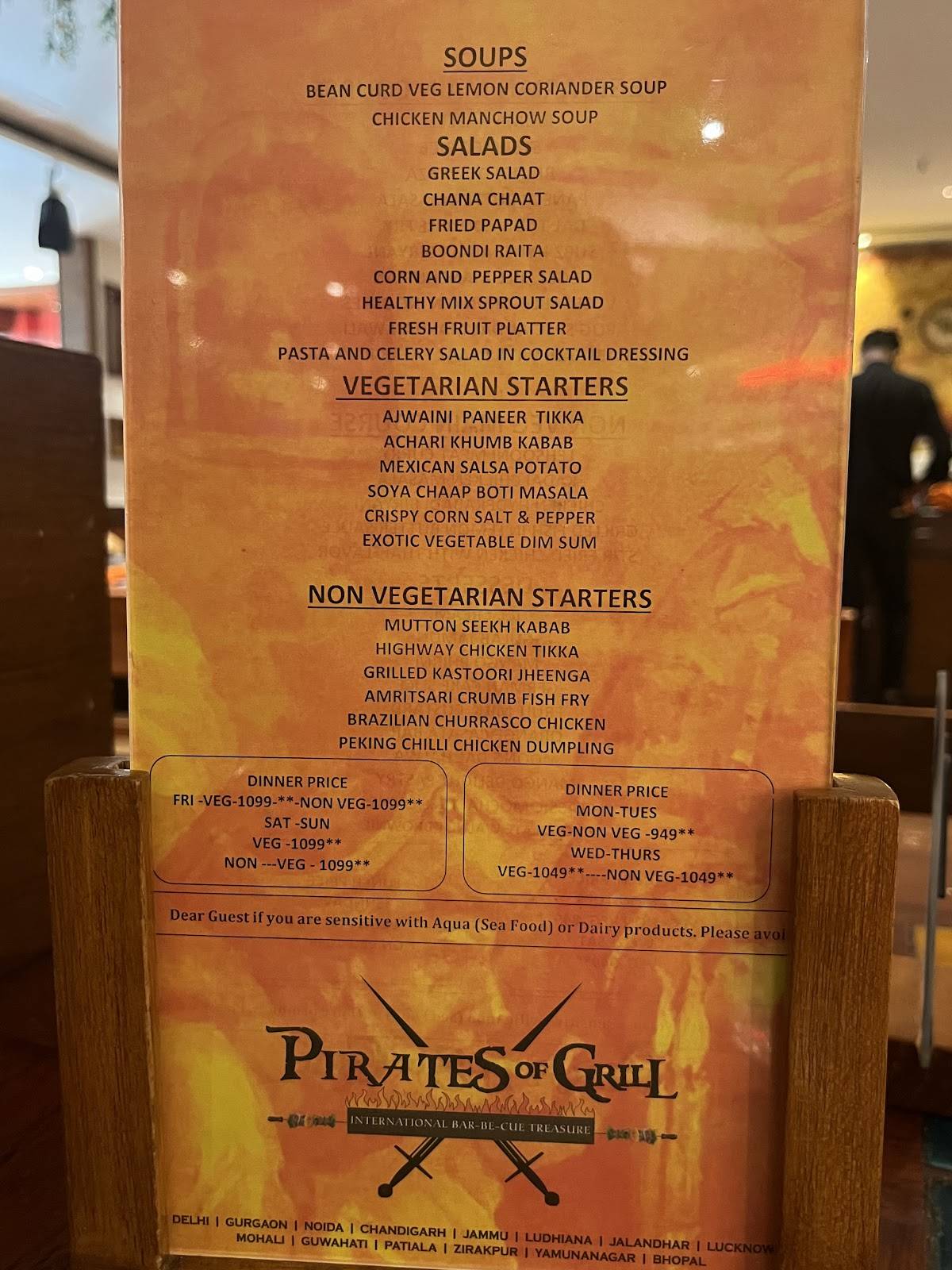 Pirates of Grill menu