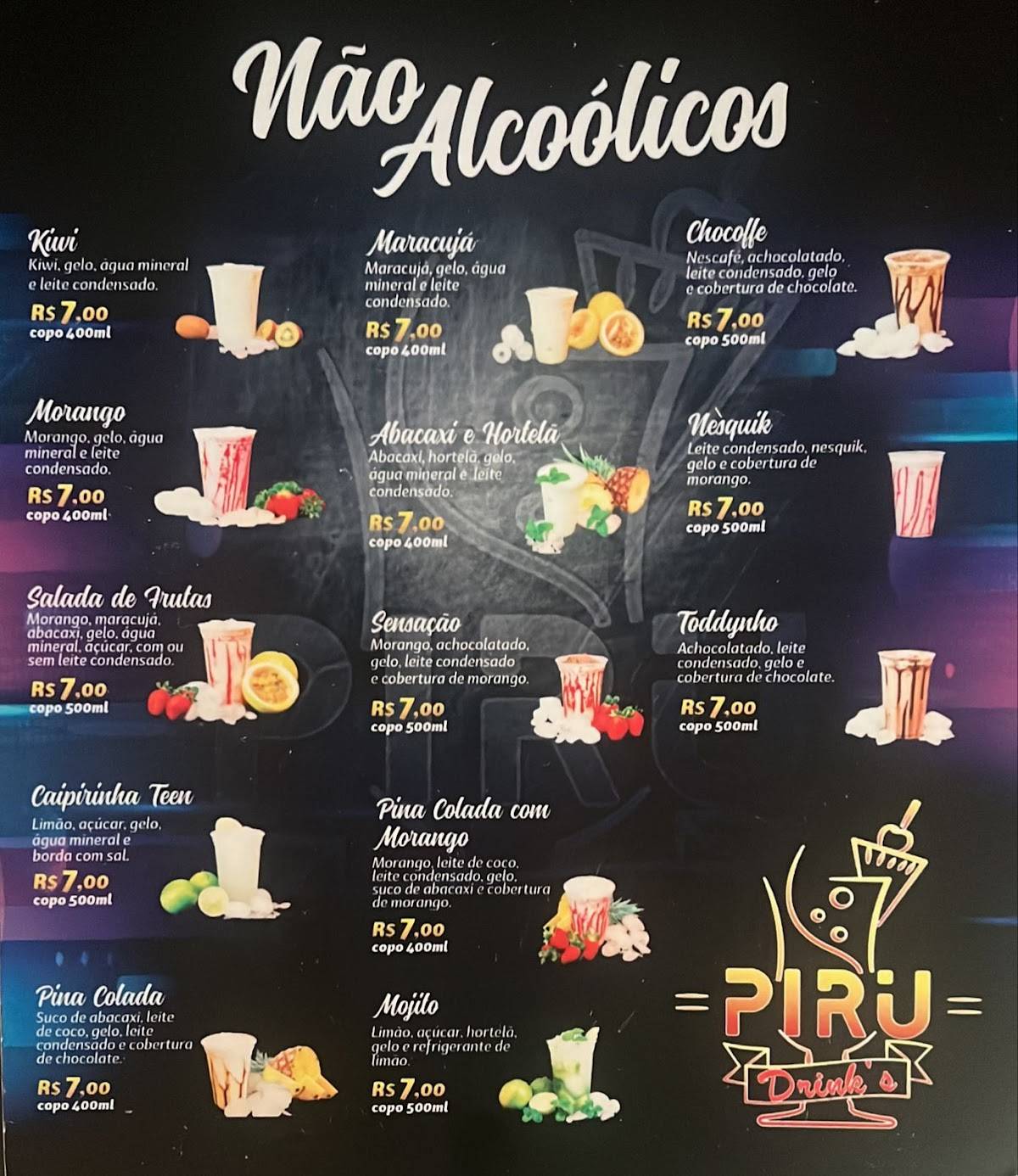 Piru Drink's Rolê cardápio