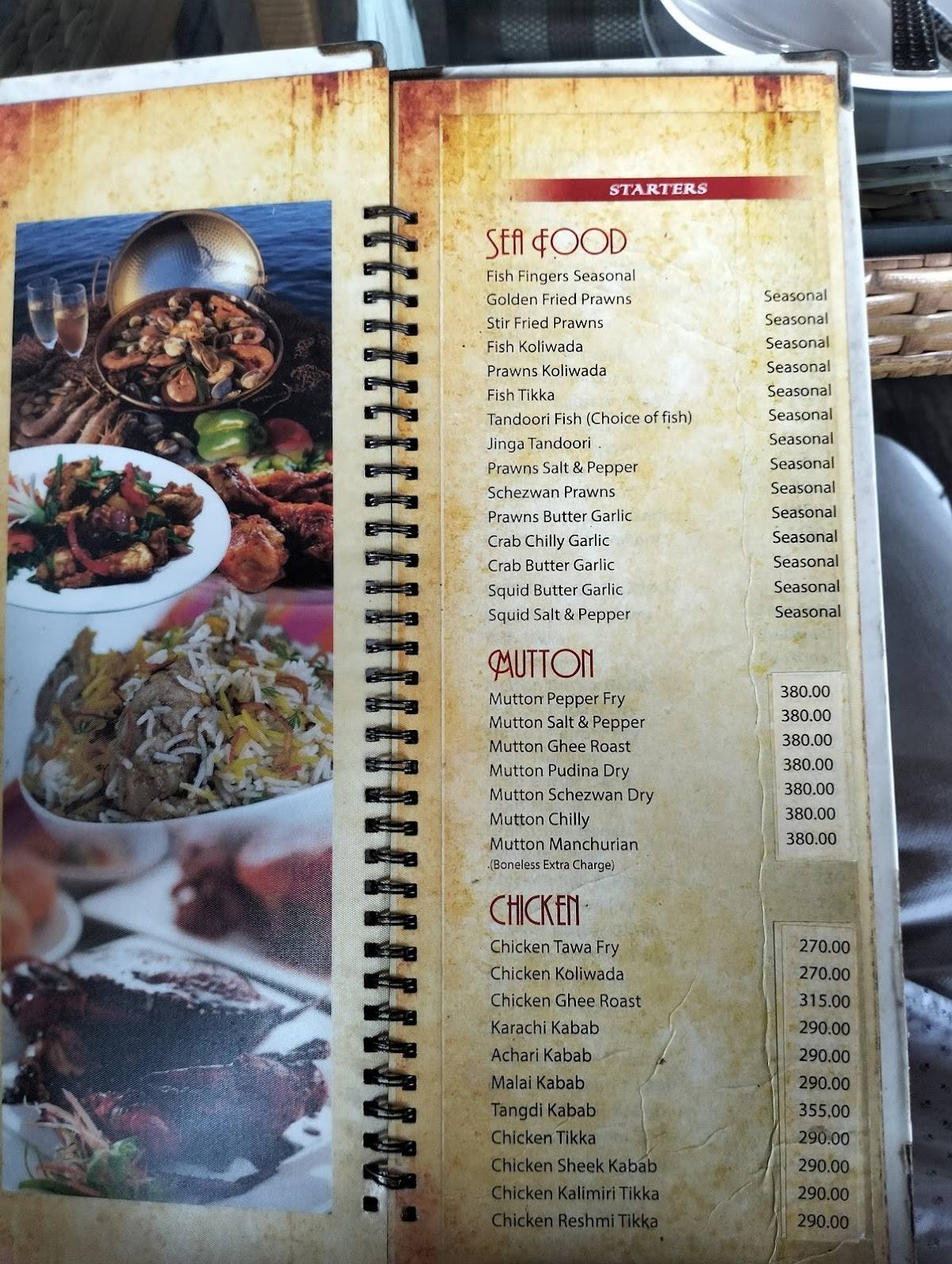 Pisces Lounge Bar menu