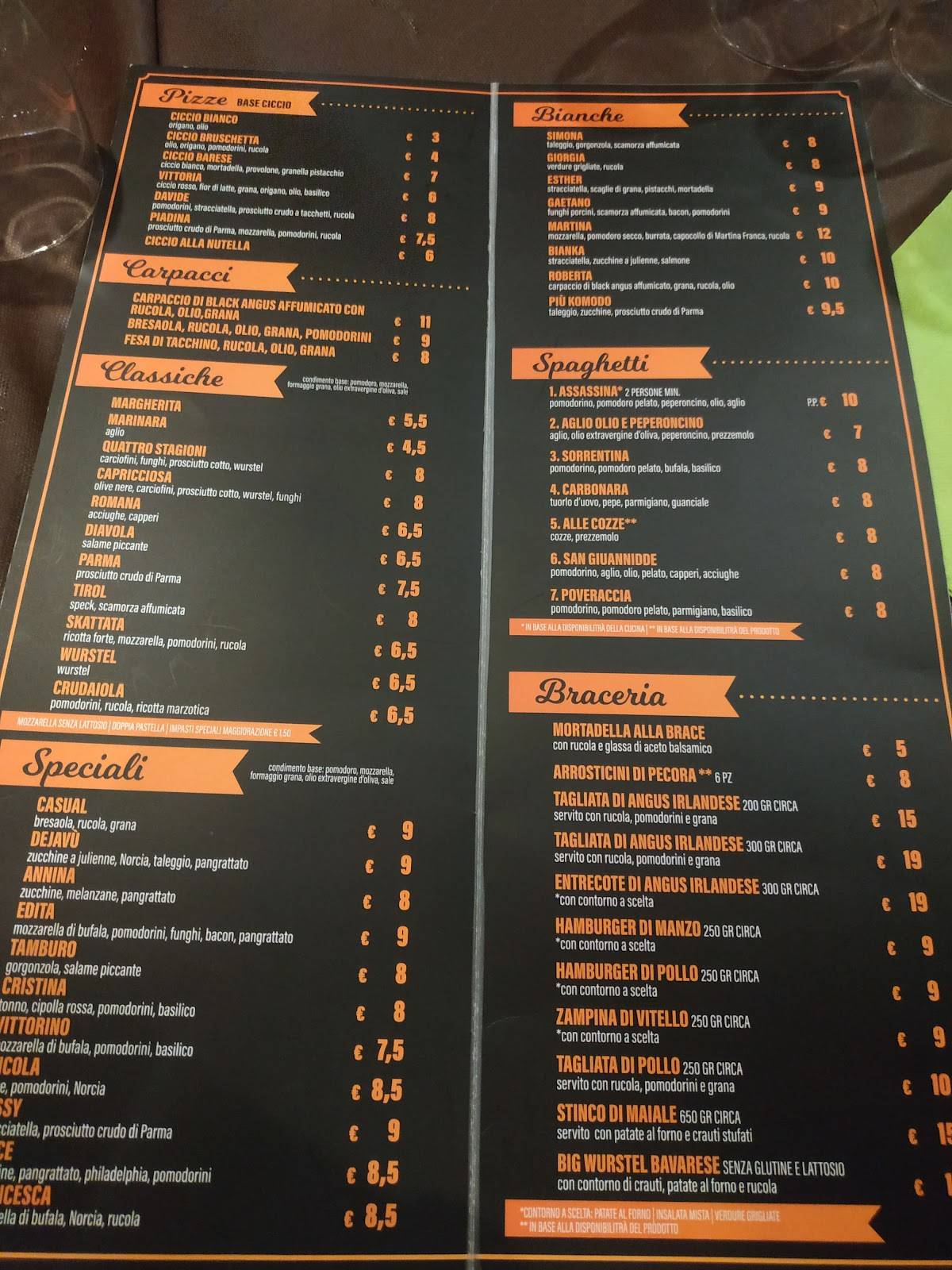 Menu di Più Komodo Ristopizza 