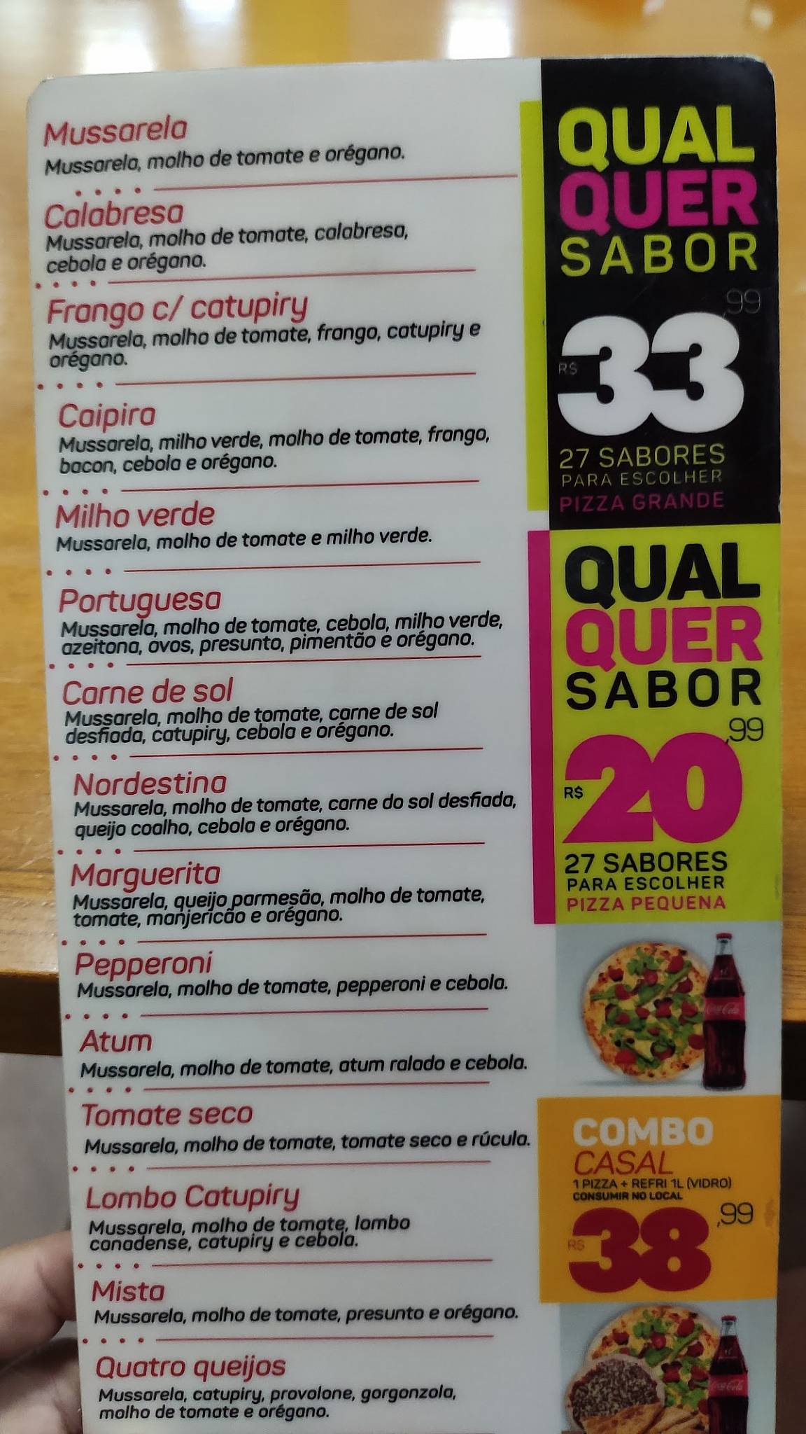 Pizza Americana cardápio