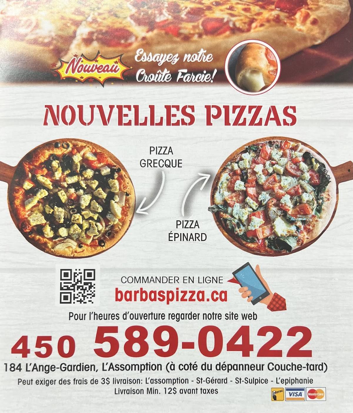 Menu de Pizza Barbas l'Assomption