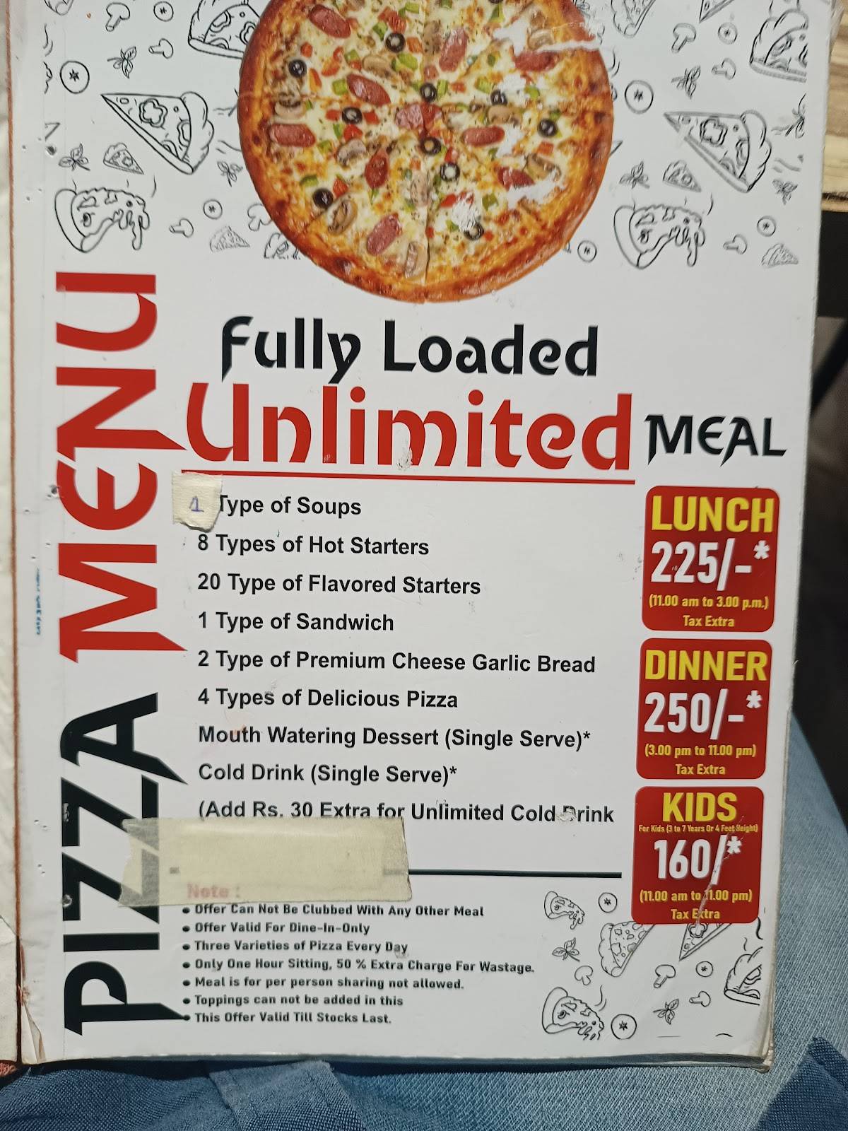 Pizza Burst Shalamar menu