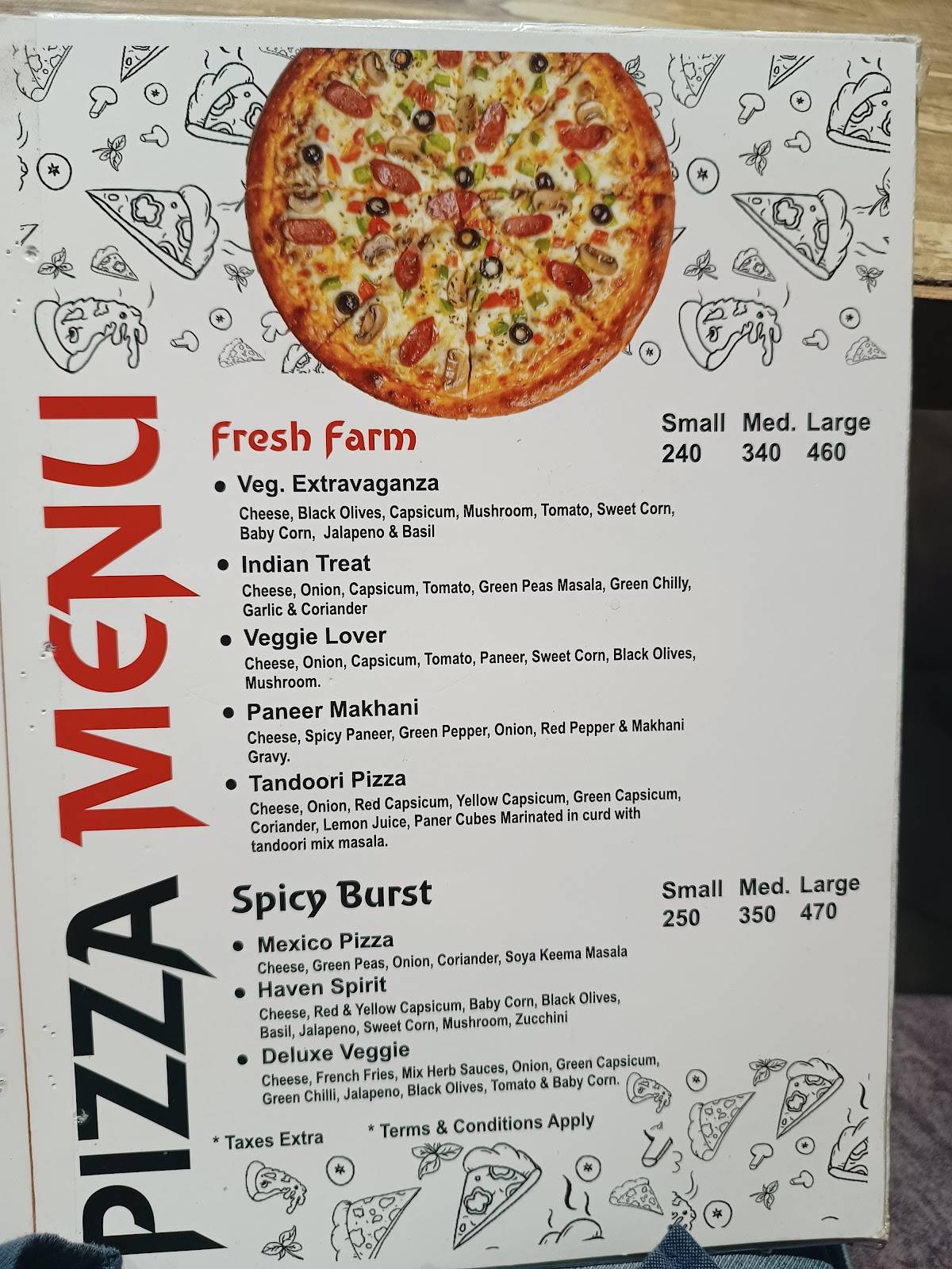 Pizza Burst Shalamar menu