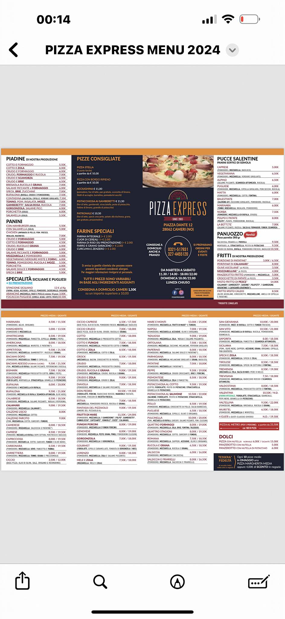 Menu di Pizza Express 4 