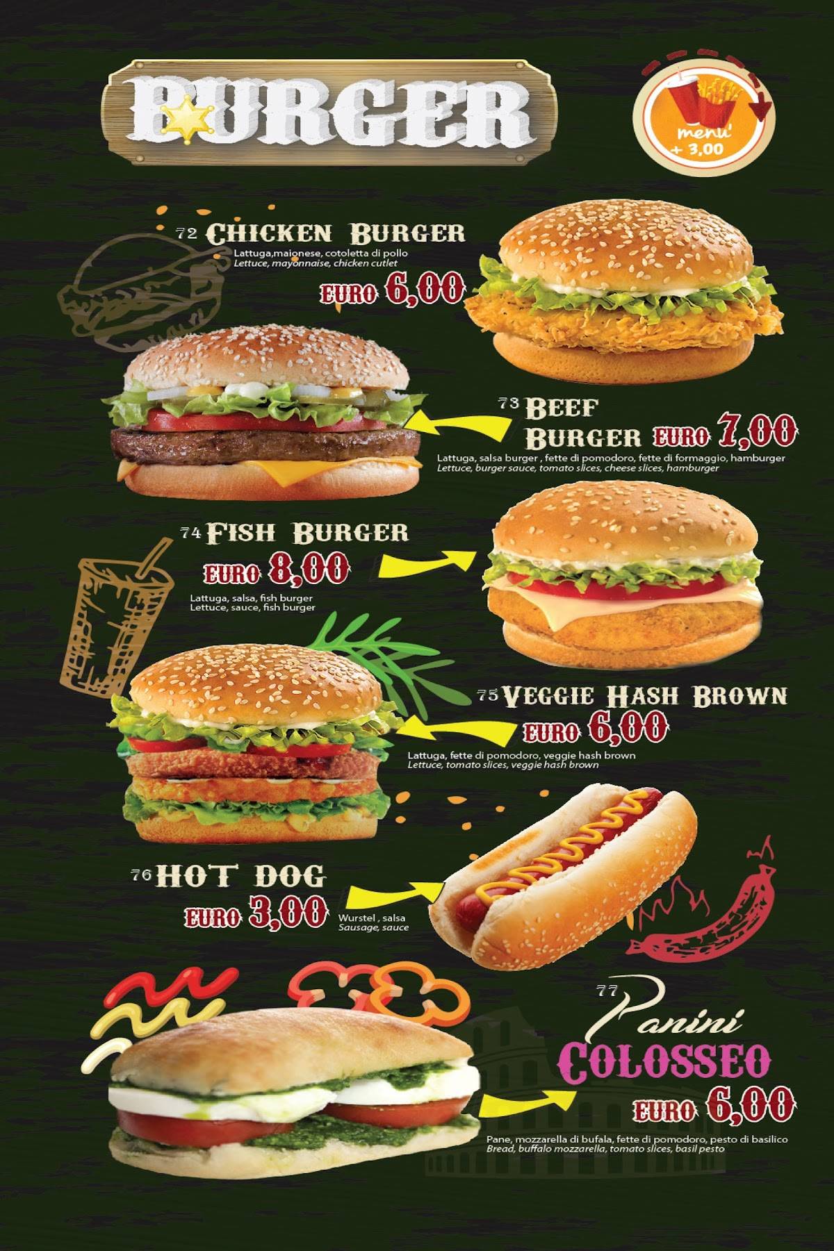 Menu de Pizza Express