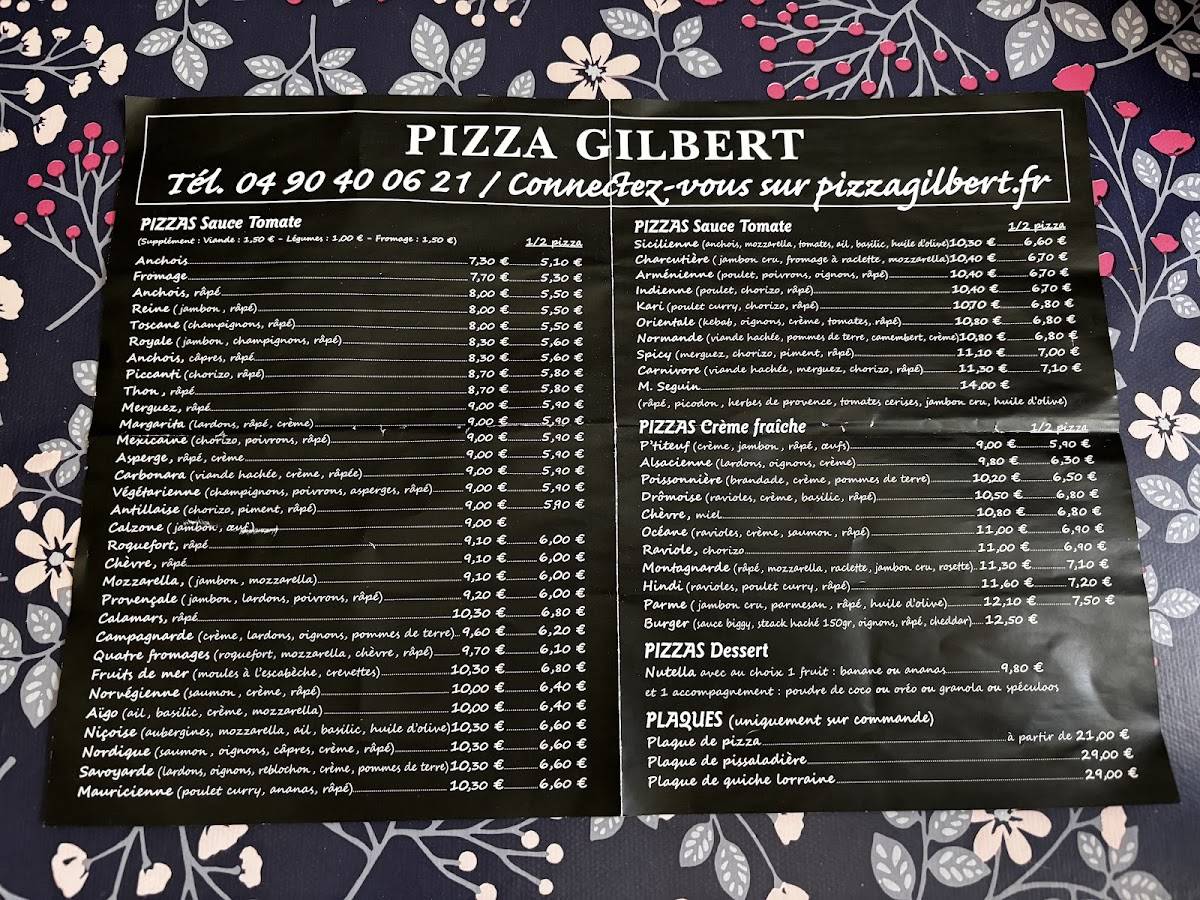 Menu de Pizza Gilbert
