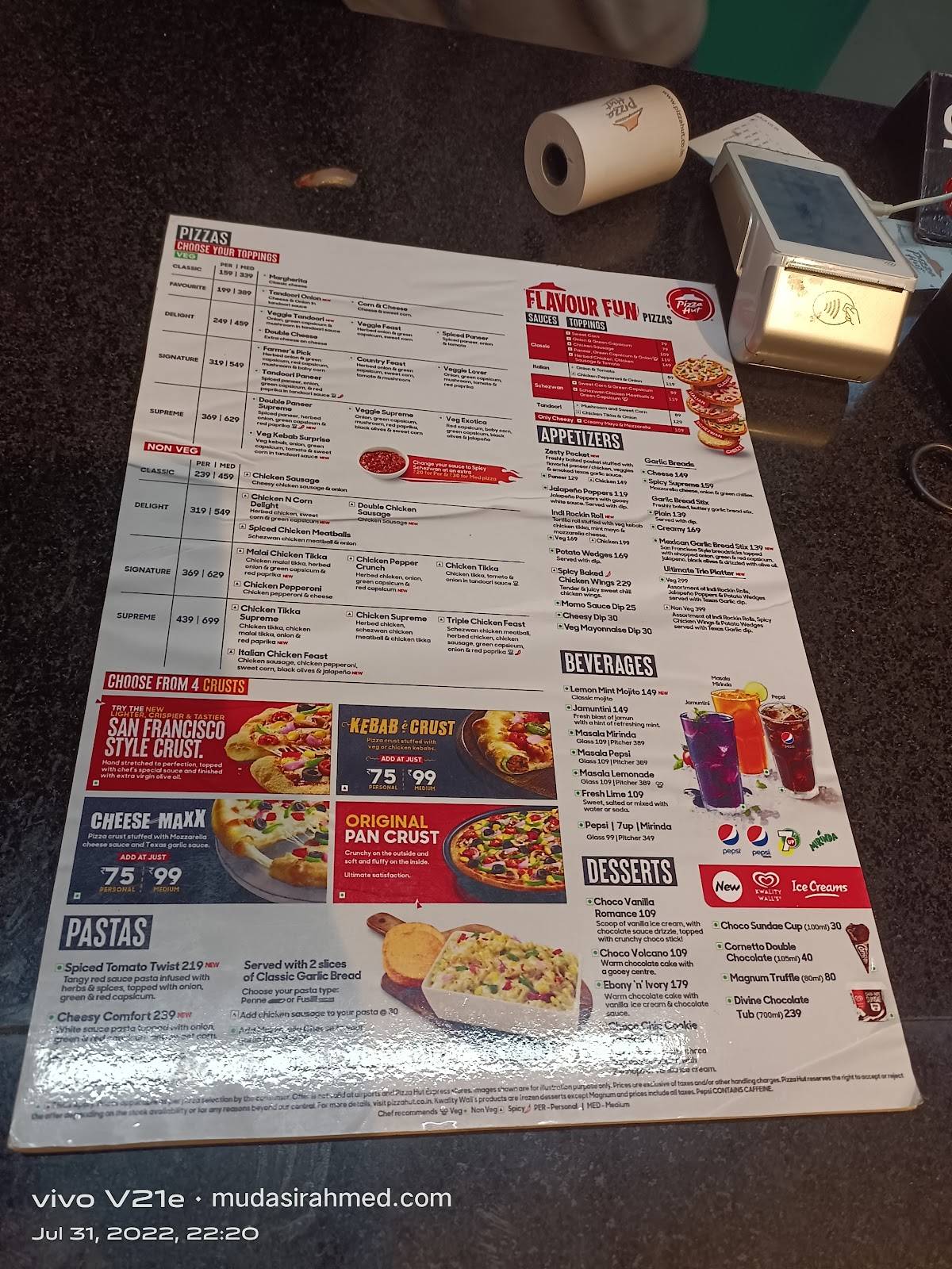 Pizza Hut Banjara Hills, Hyderabad menu