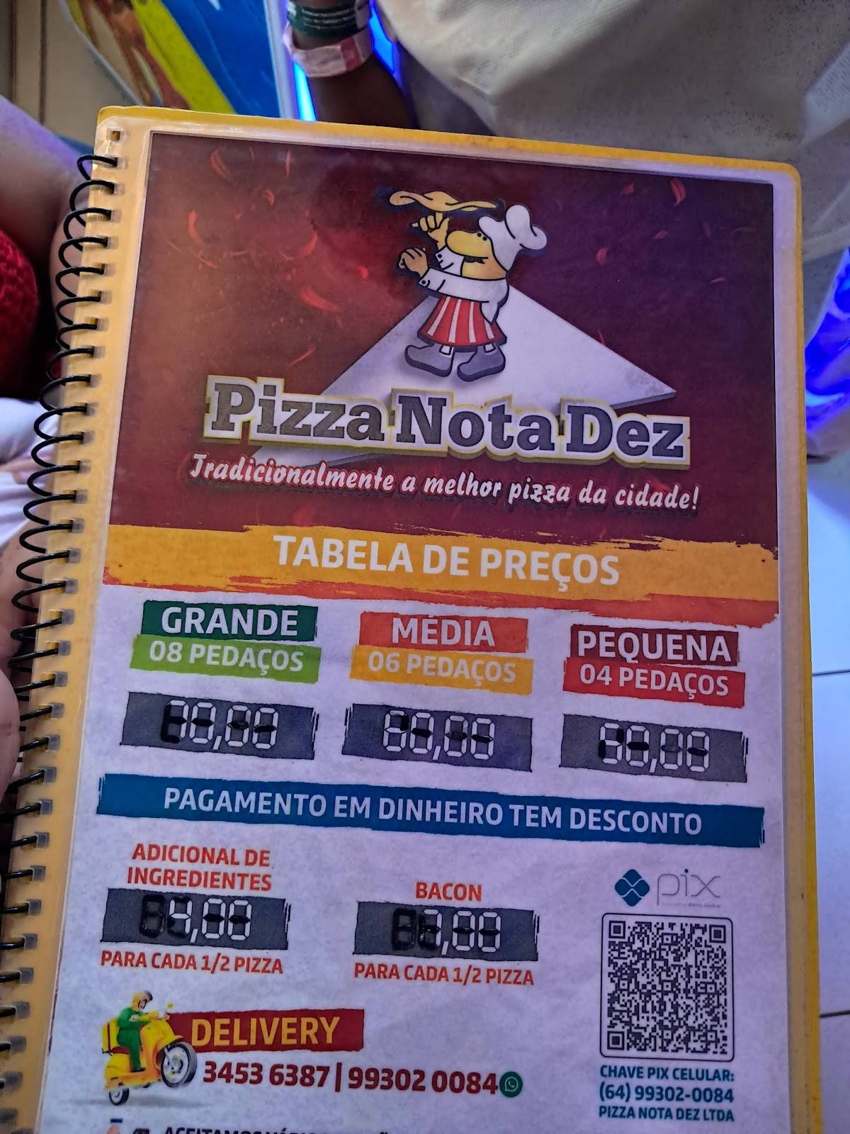 Pizza Nota Dez cardápio