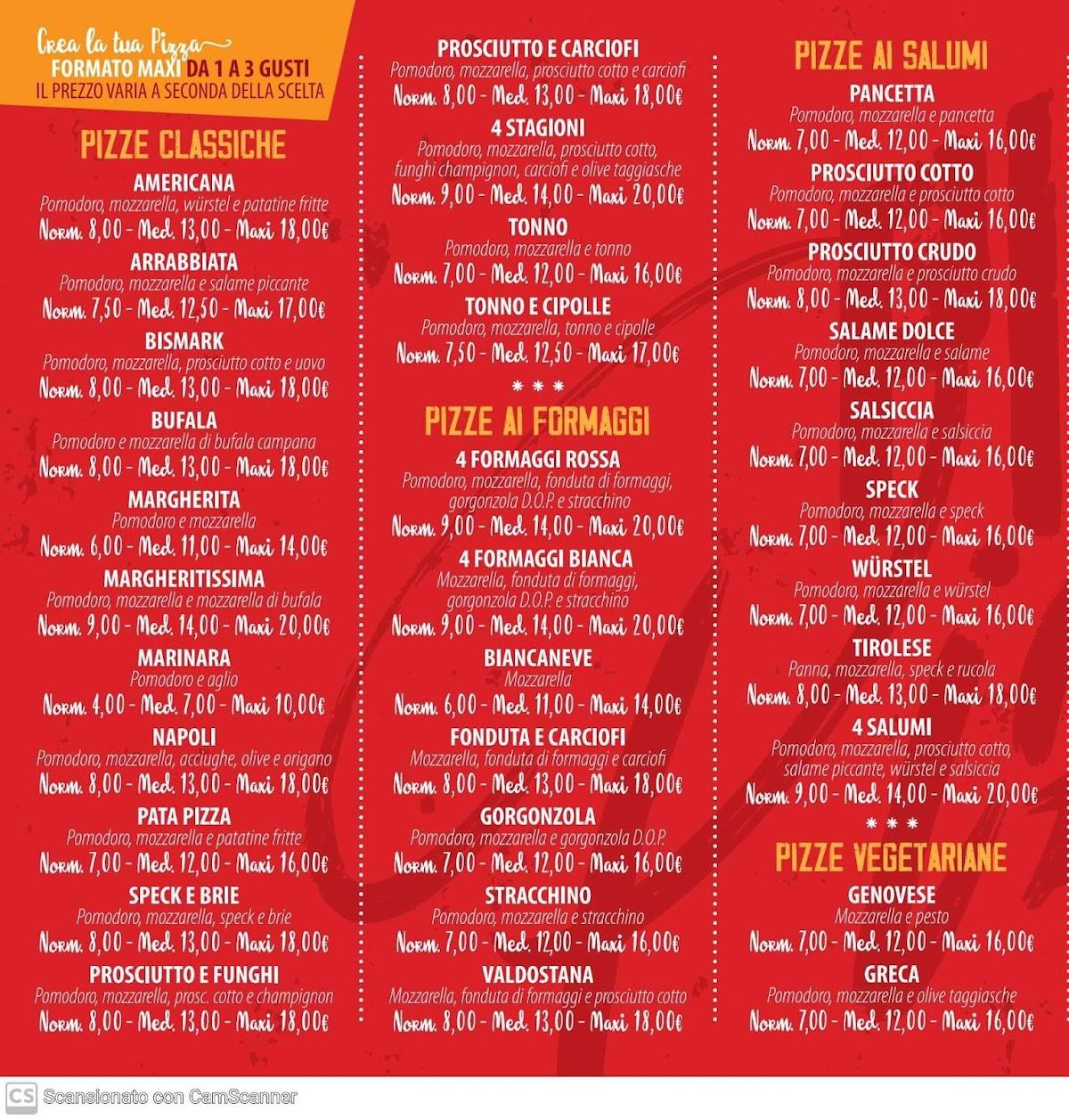 Menu di Pizza & Pizza di Beron J e Milanesi J 