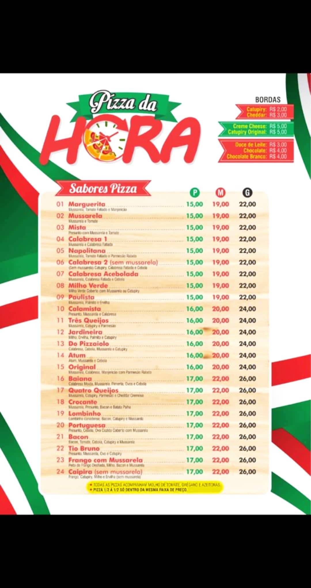 Pizza da hora cardápio
