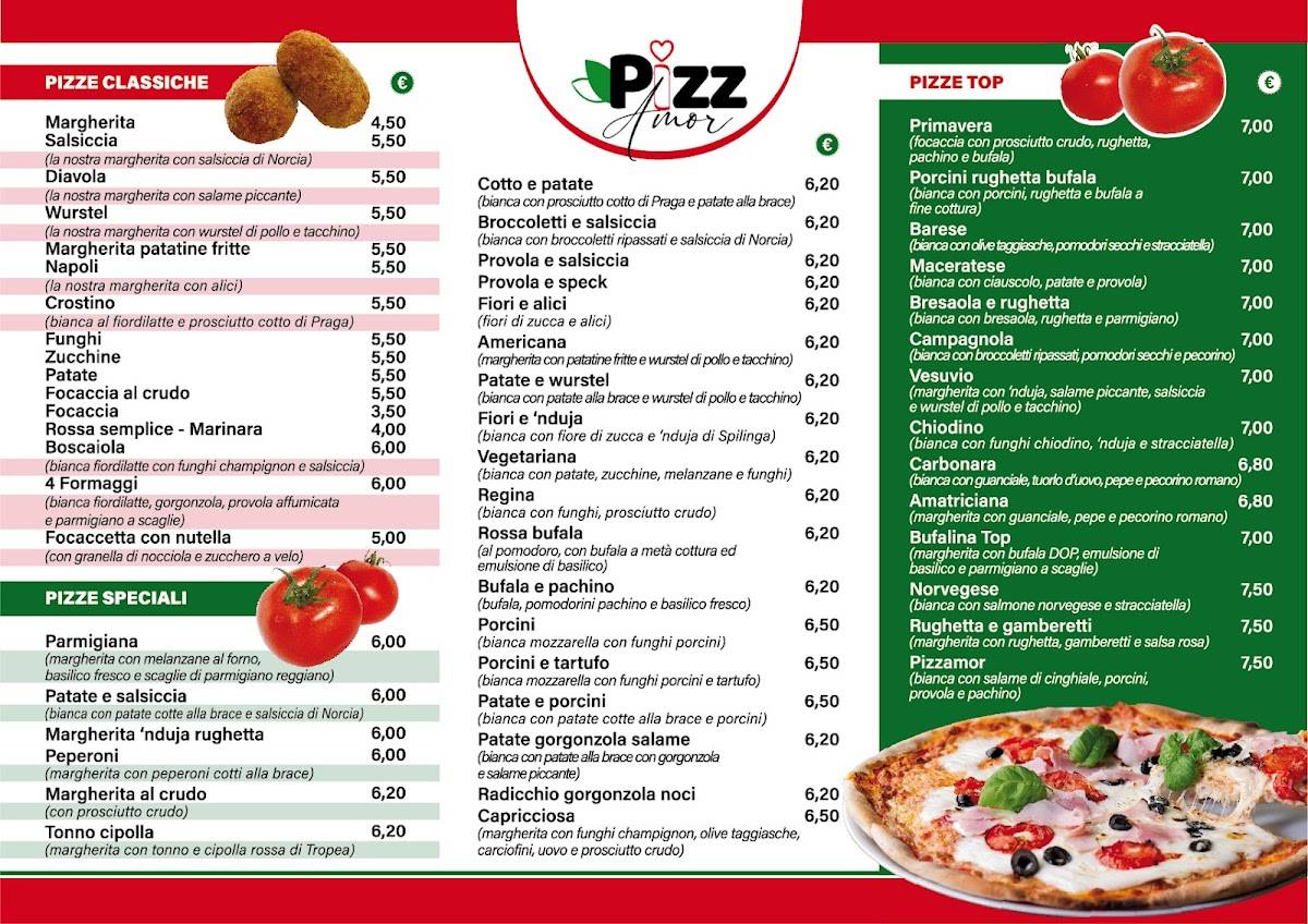 Menu di Pizzamor 