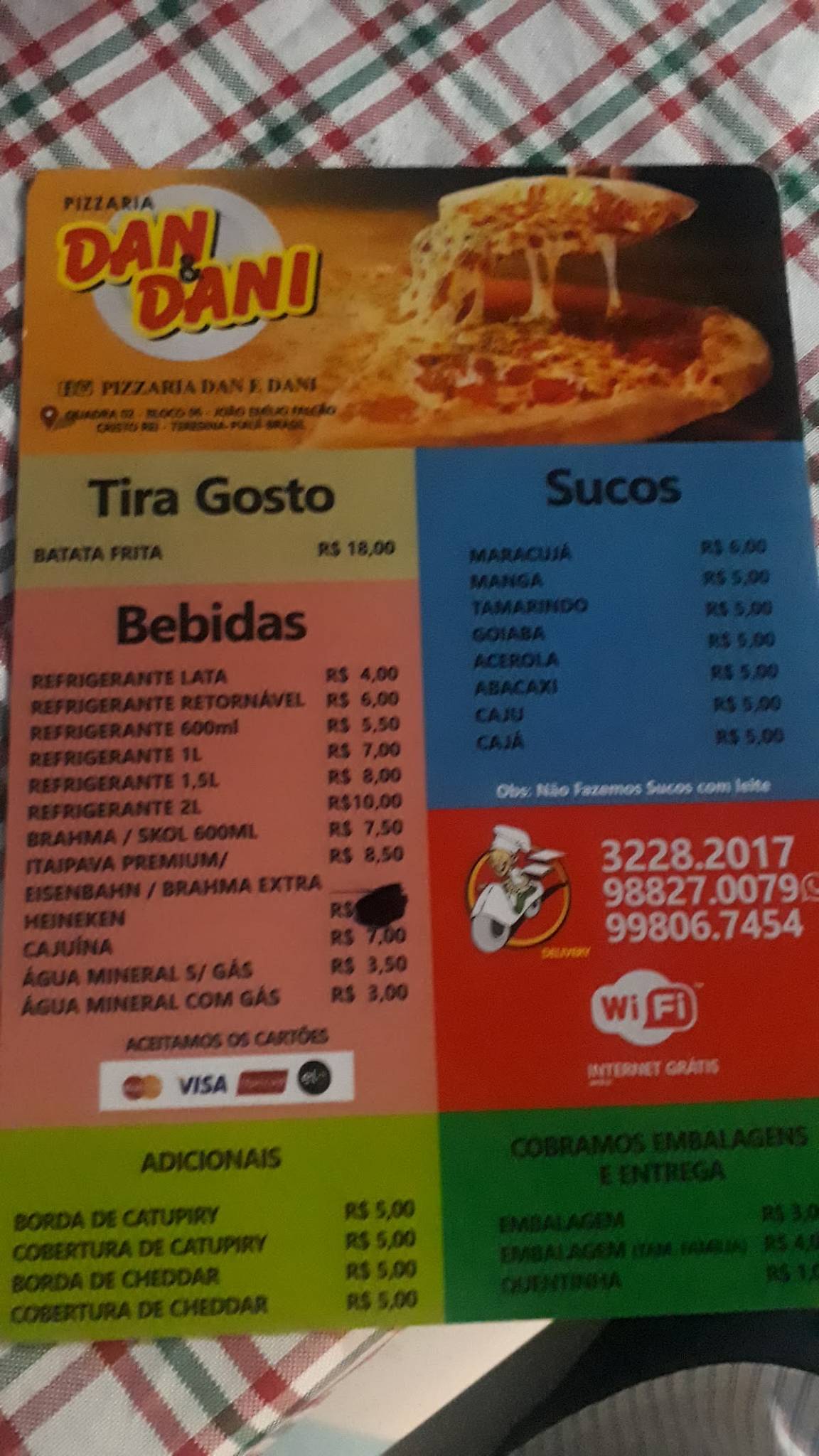 Pizzaria Dan e Dani cardápio
