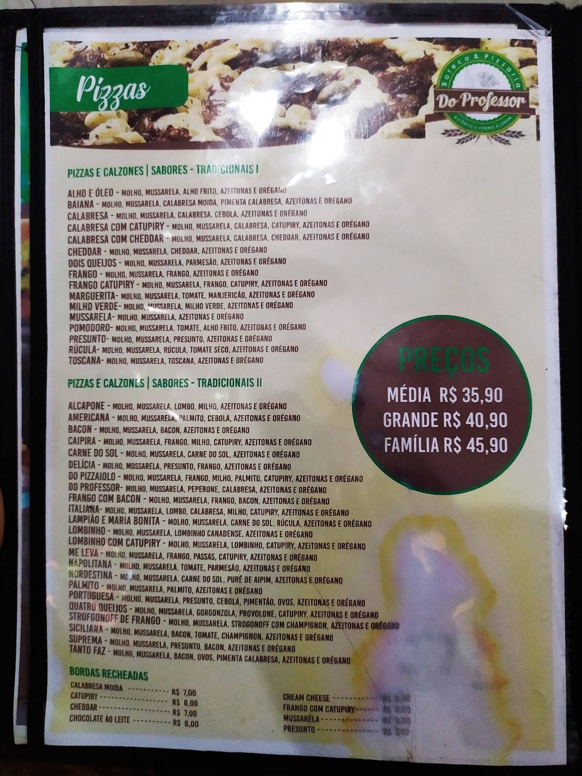 Pizzaria Do Professor cardápio