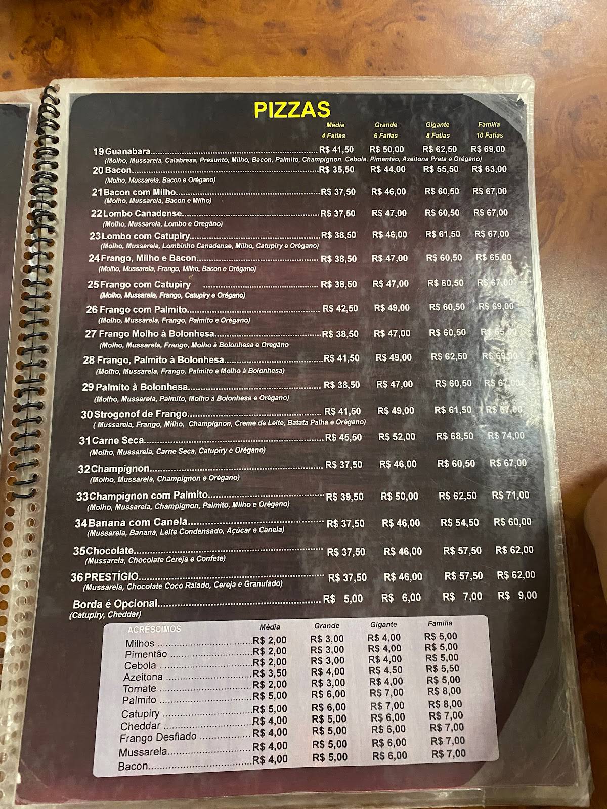 Pizzaria Guanabara cardápio