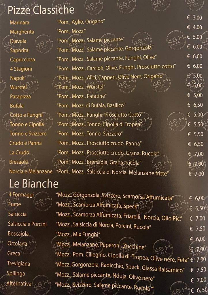 Menu di 48h Pizza Delivery 