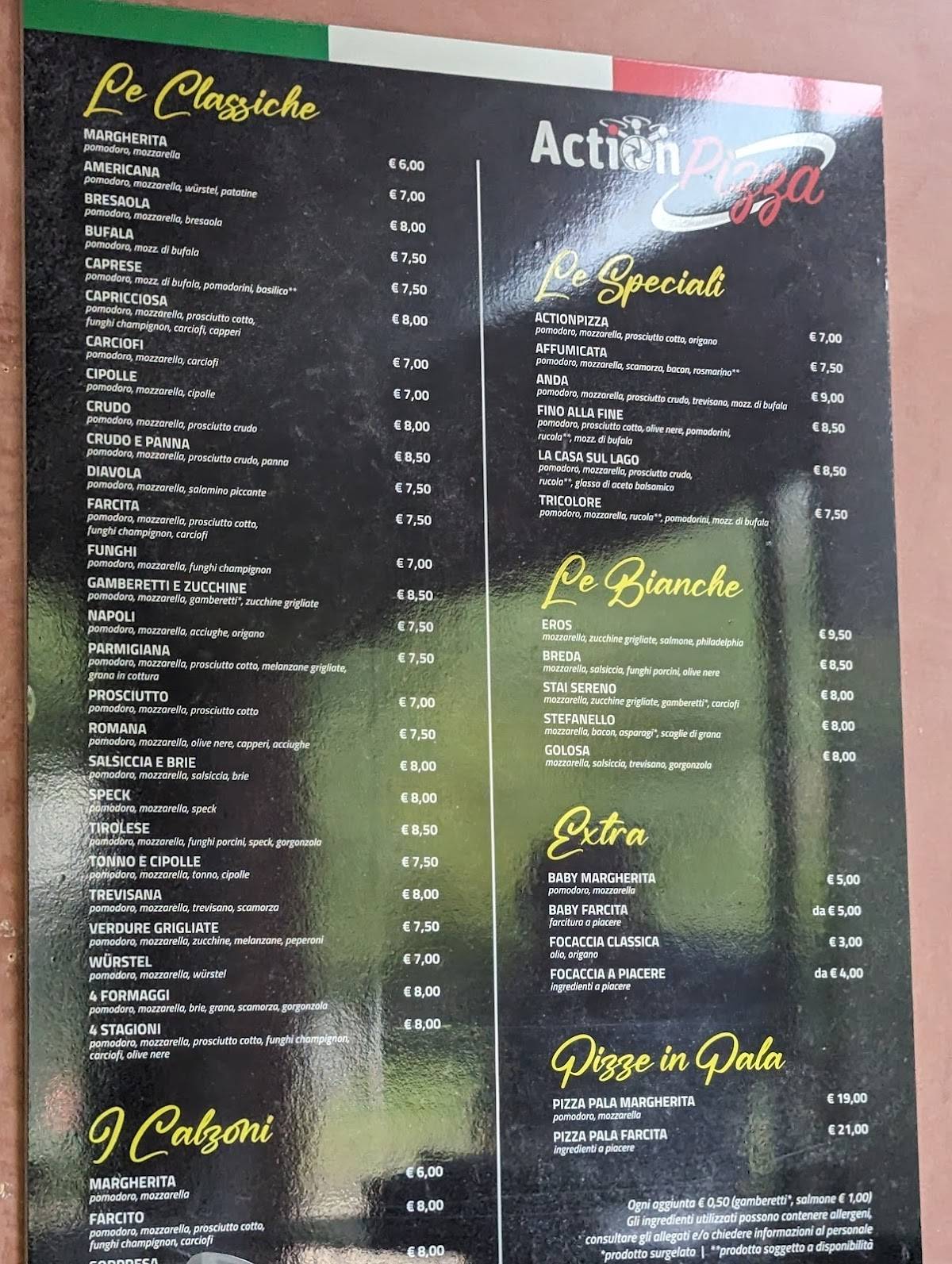 Menu di Pizzeria ActionPizza 