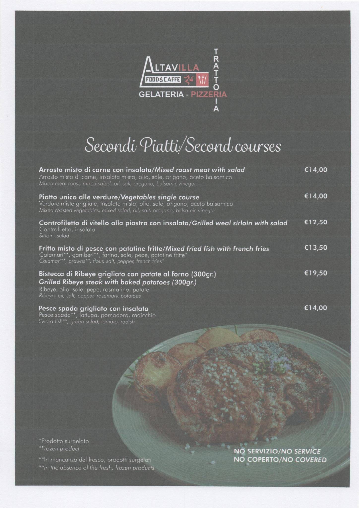 Menu di Altavilla Food & Caffè pizzeria trattoria Panineria