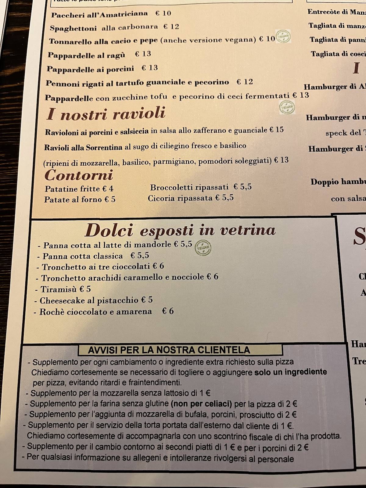 Menu de ArVolo Ristorante Pizzeria