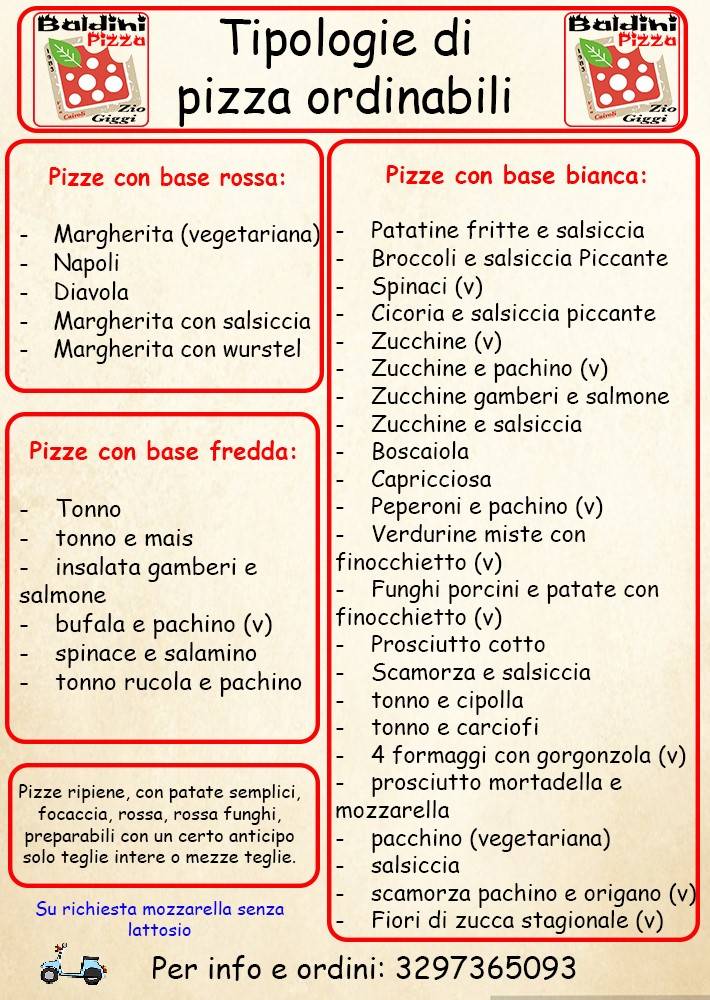 Menu di Pizzeria Baldini 
