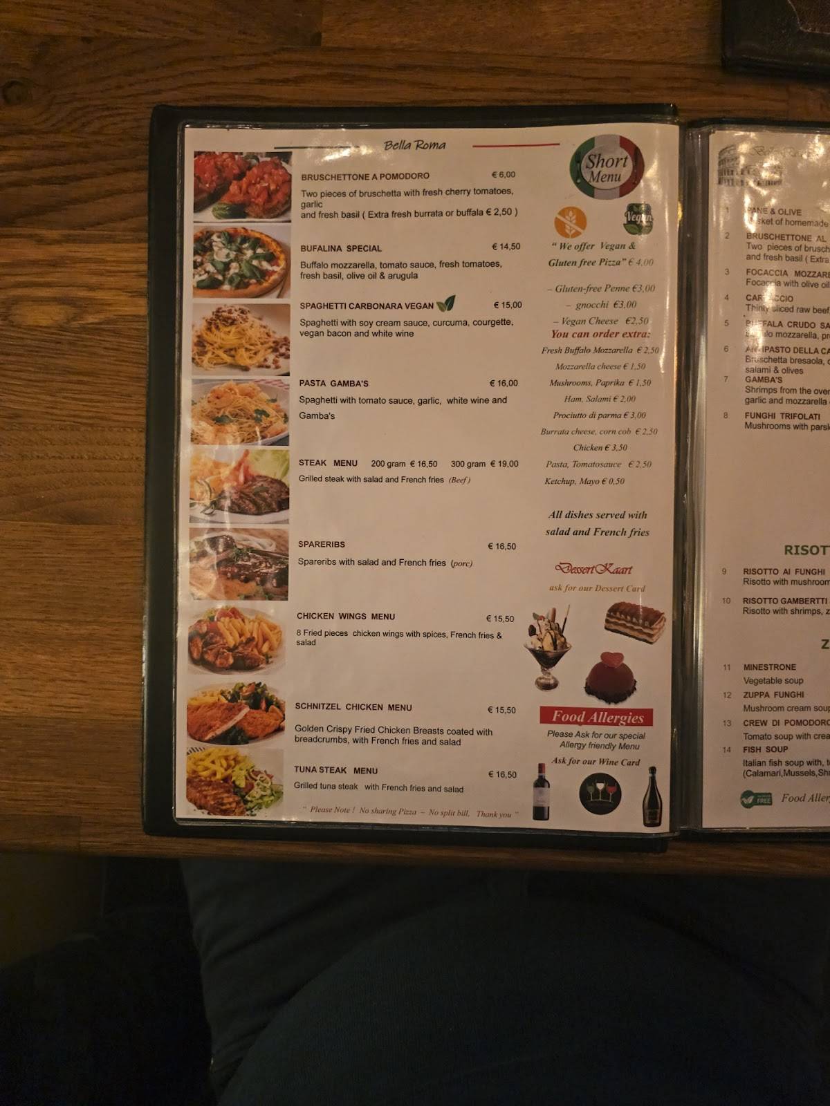Menu de Pizzeria Bella Roma Amsterdam