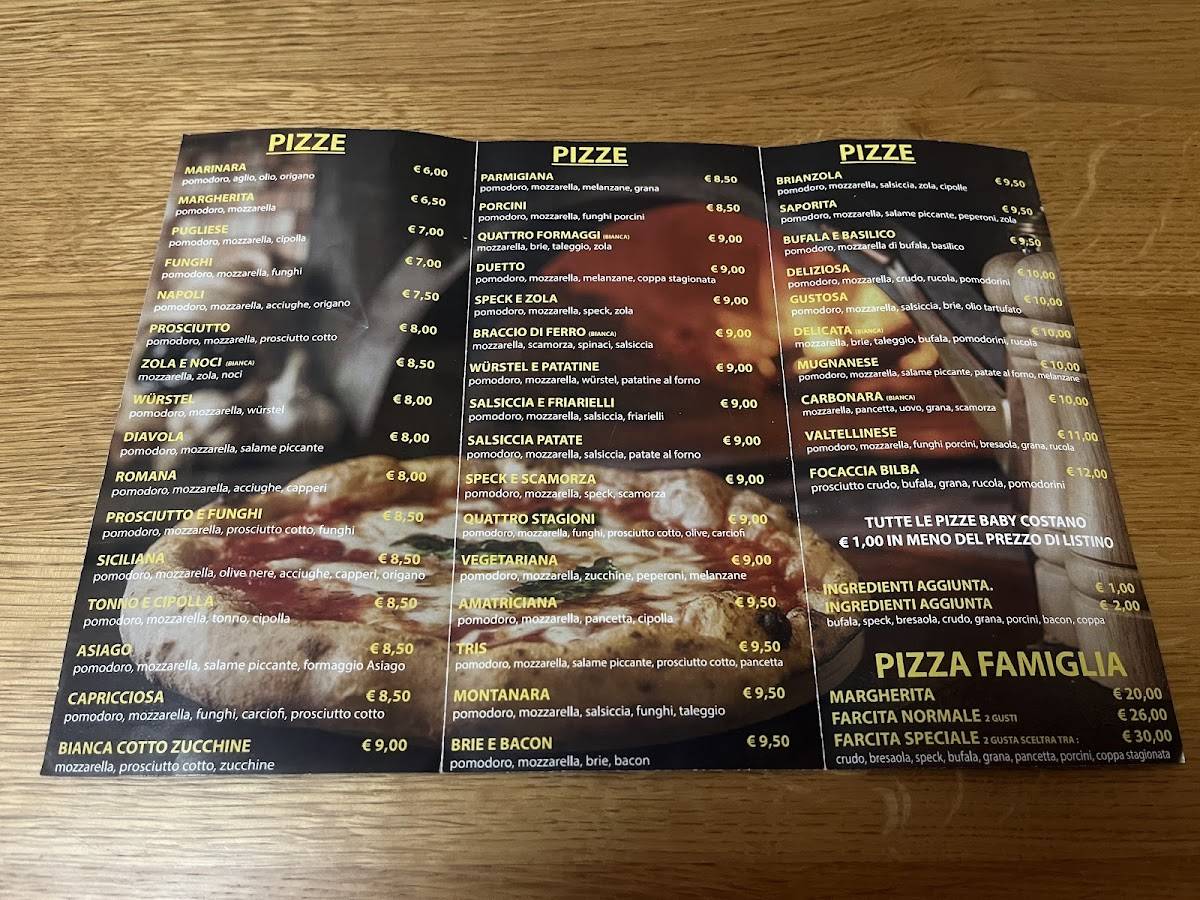 Menu di Pizzeria Bilba 