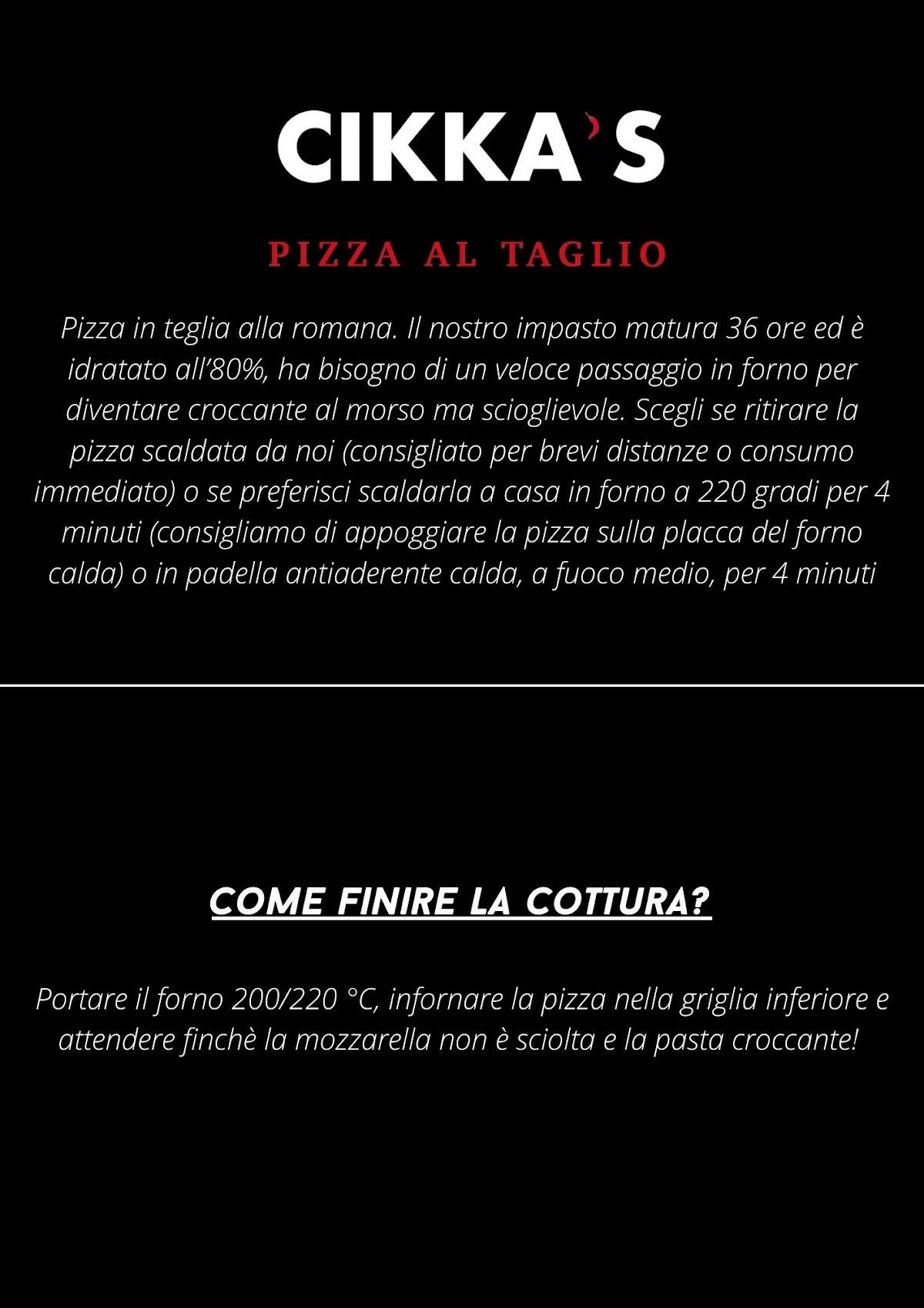 Menu di Pizzeria Cikka'S 