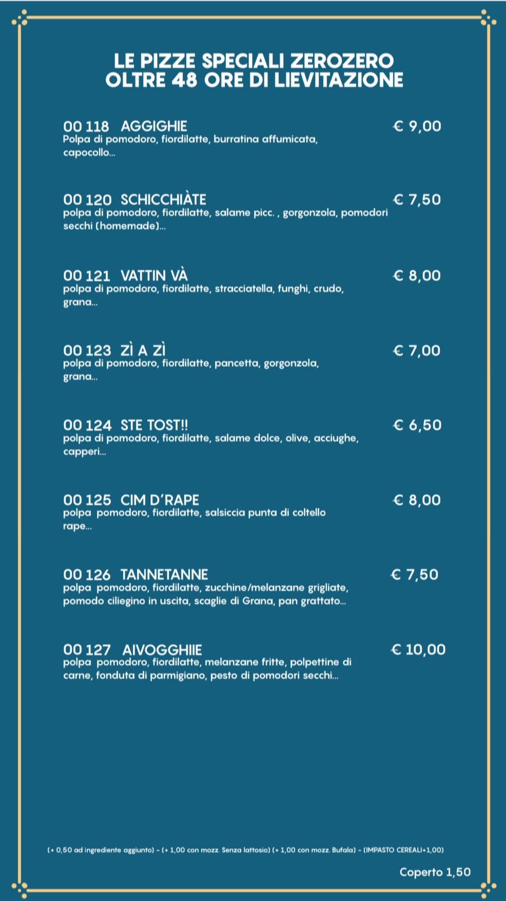 Menu di Pizzeria Doppiozero 