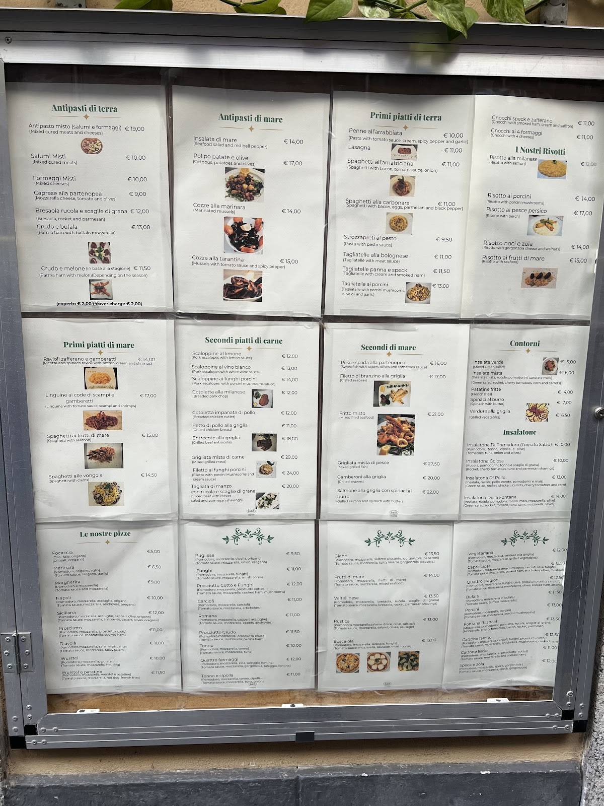 Menu di Fontana Ristorante Pizzeria 