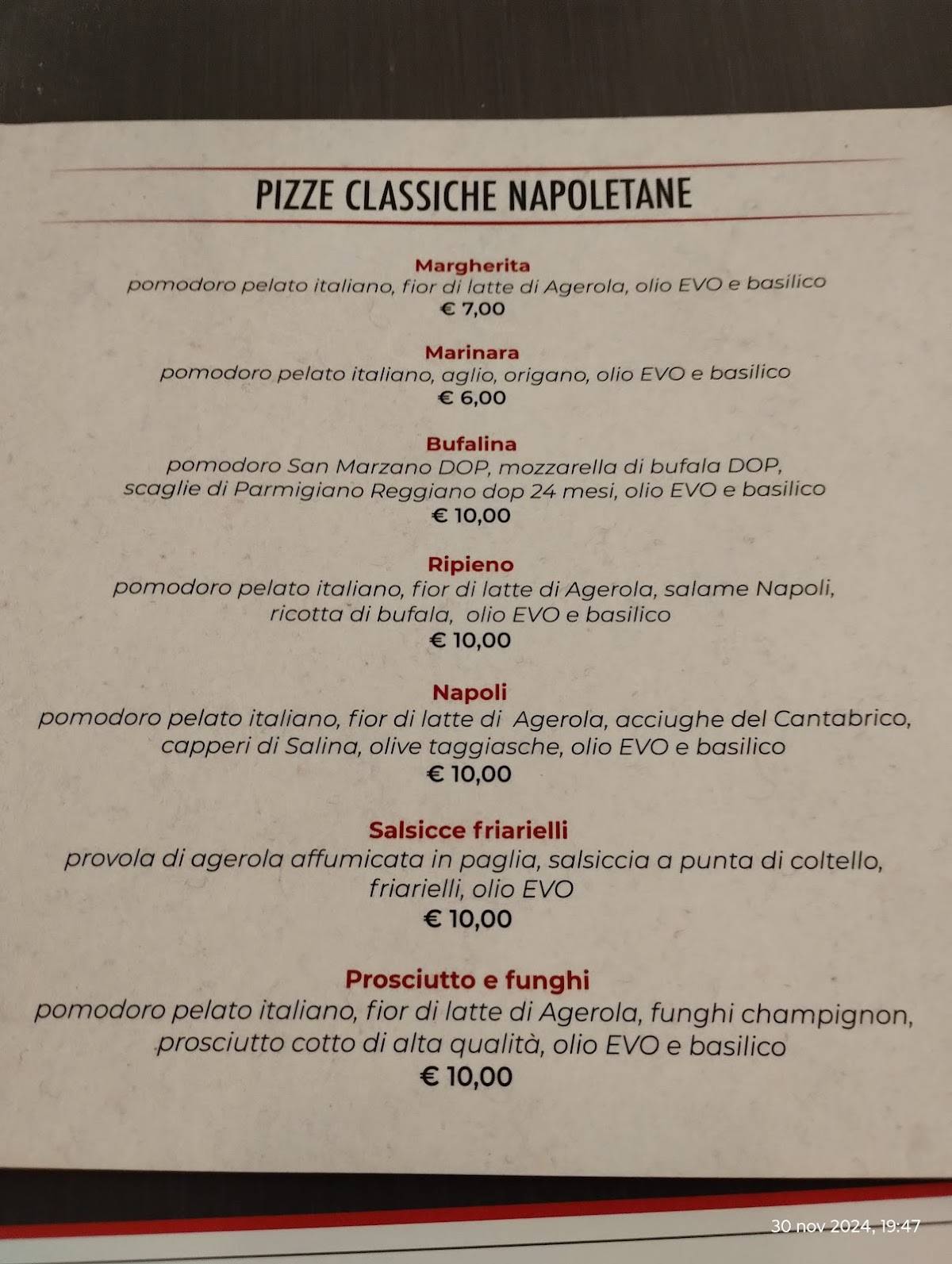 Menu di Pizzeria Fratelli Bruno 