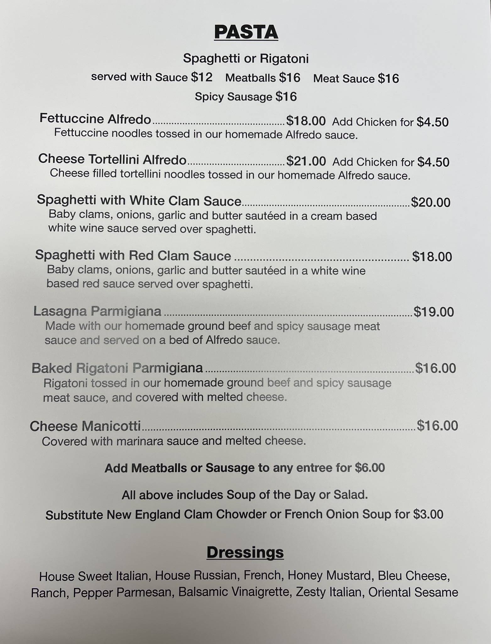 Menu at Harvest pizzeria, Queensbury