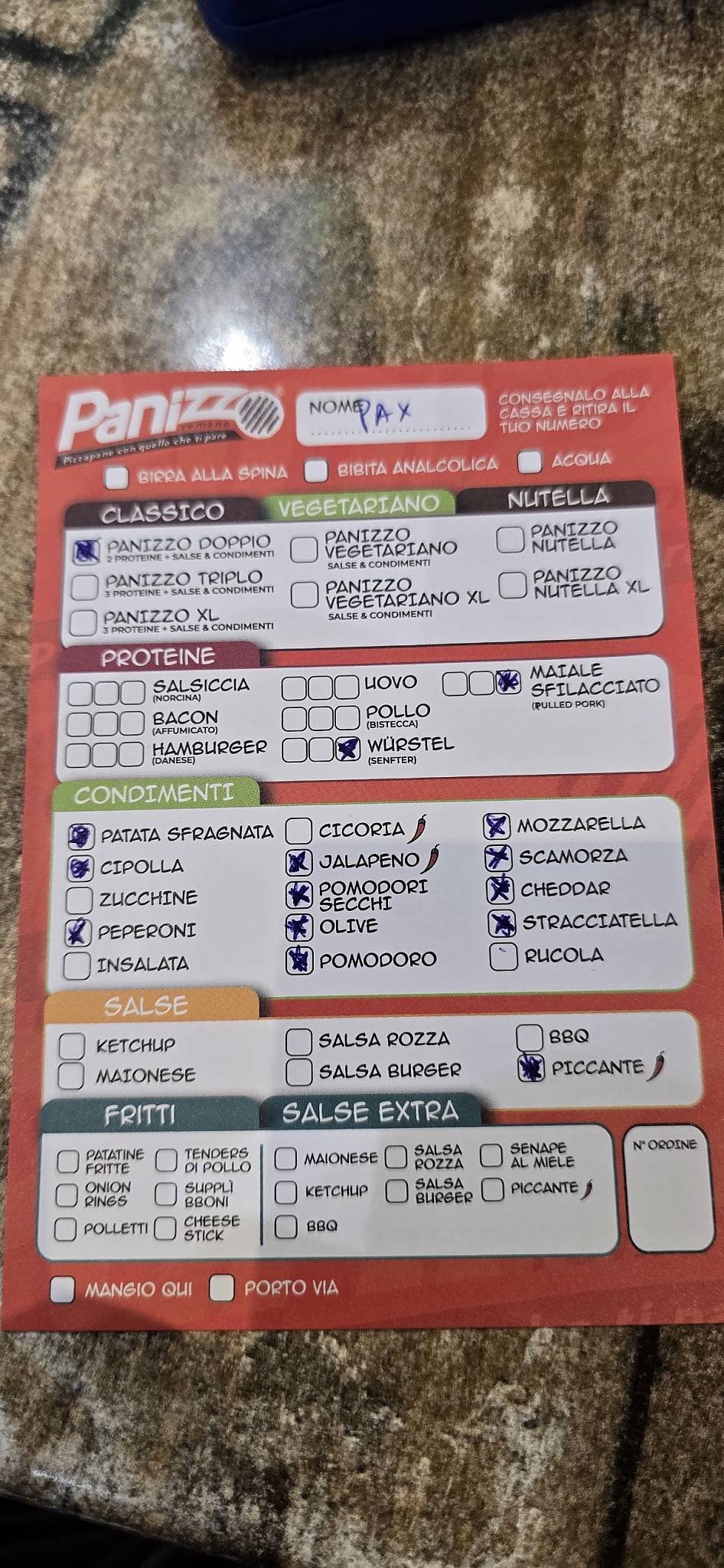 Menu di I Panizzeri Panizzo 