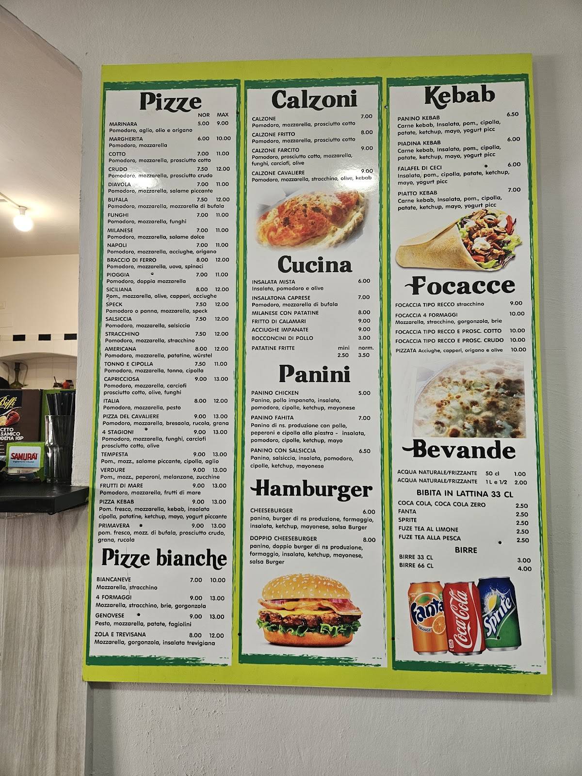 Menu di Pizzeria Kebab Cavaliere 