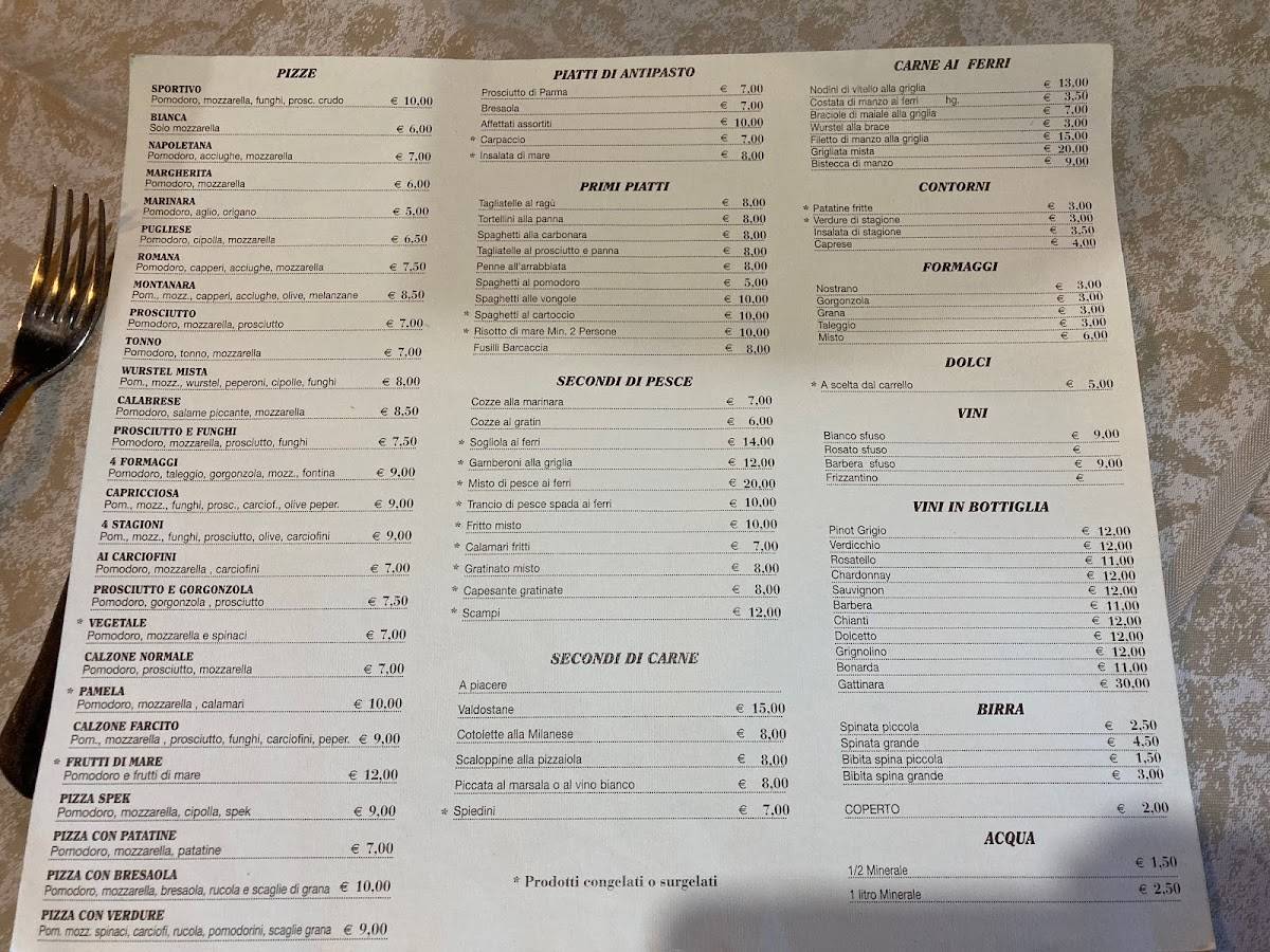Menu da Pizzeria La Barcaccia, Gravellona Toce