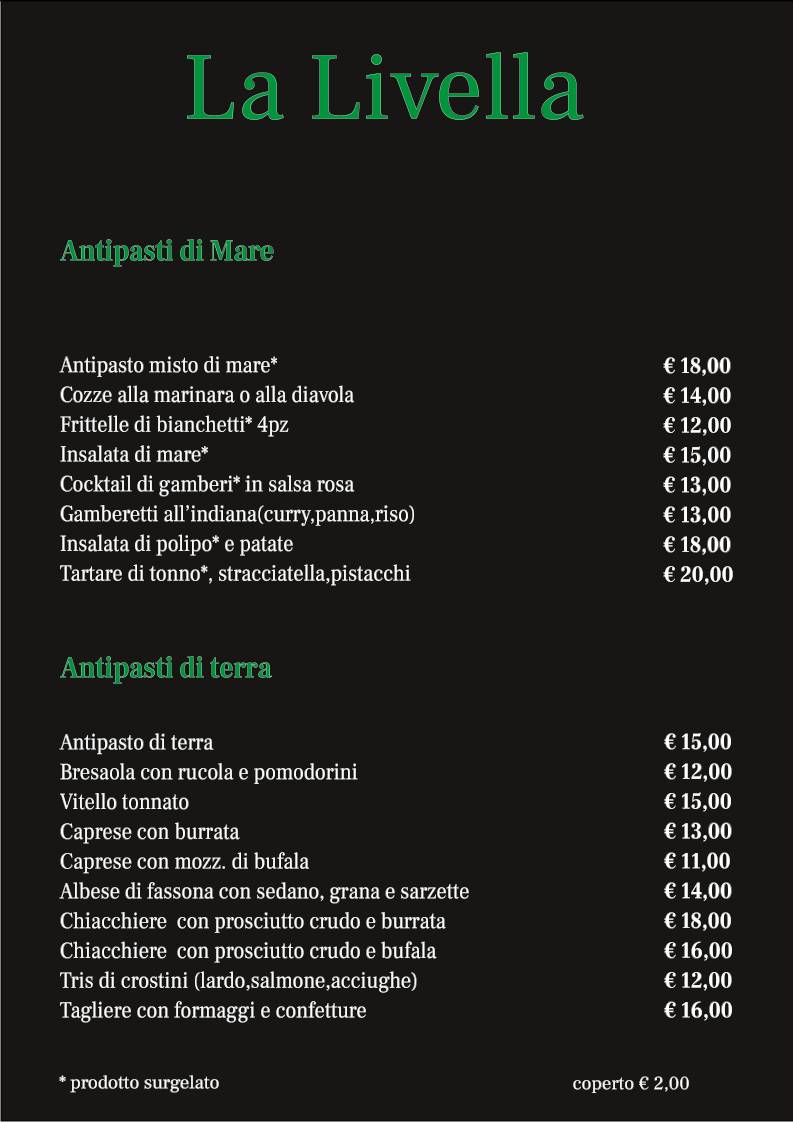Menu di La Livella 