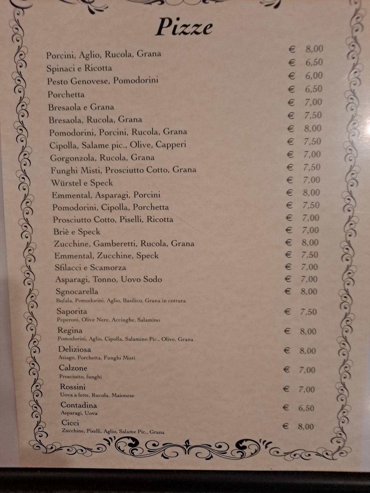 Menu di Pizzeria La Rocca 
