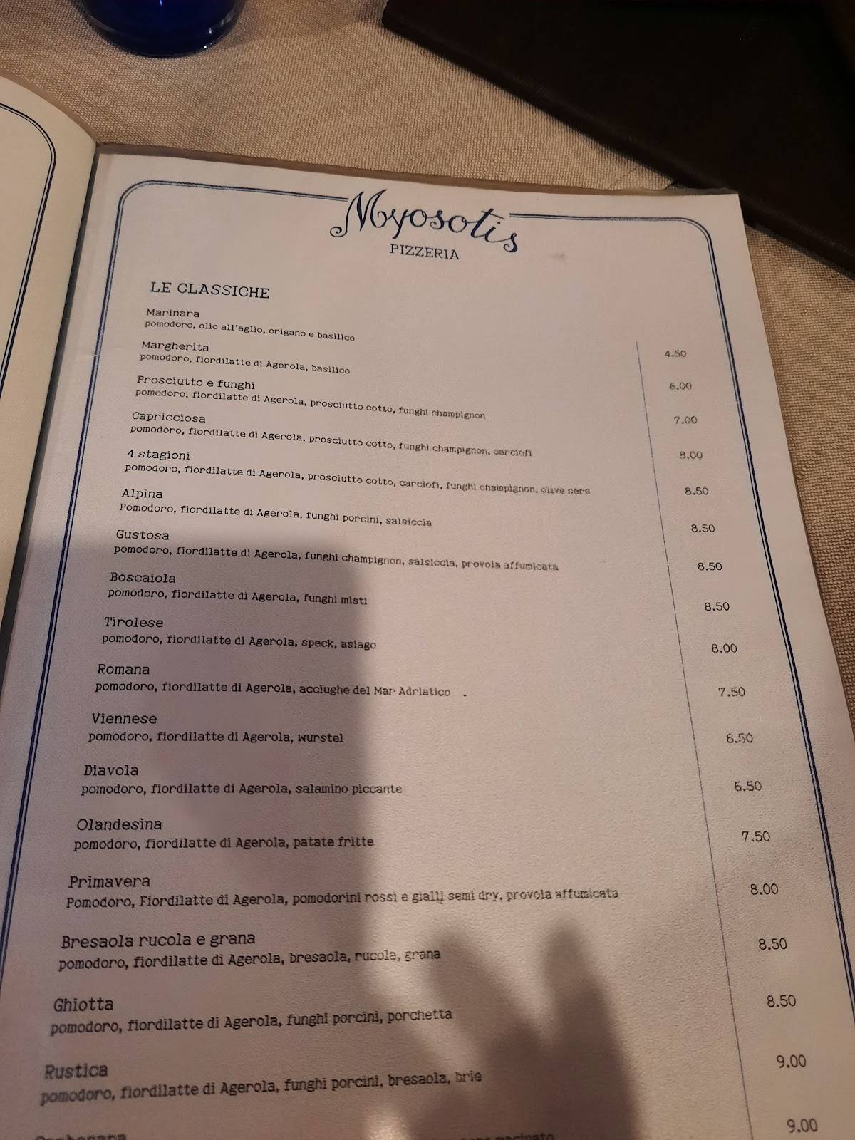 Menu di Myosotis 