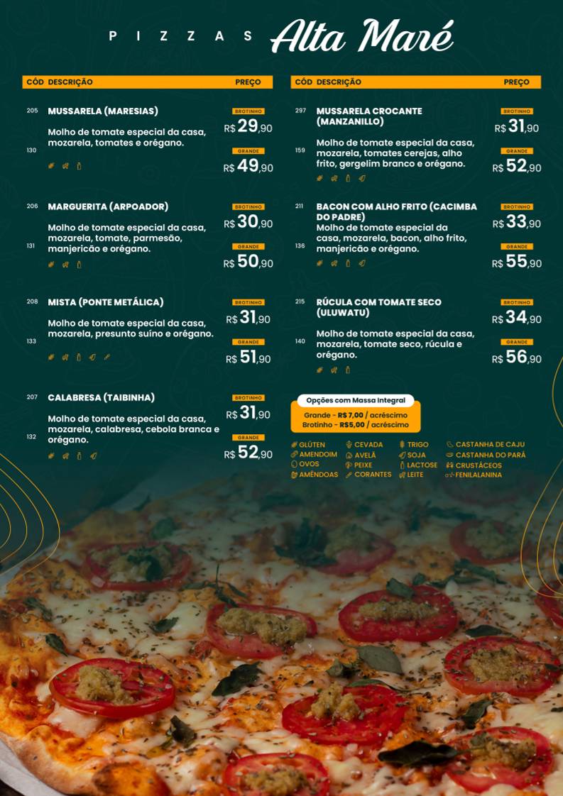 Nalu Pizzas Cocó cardápio