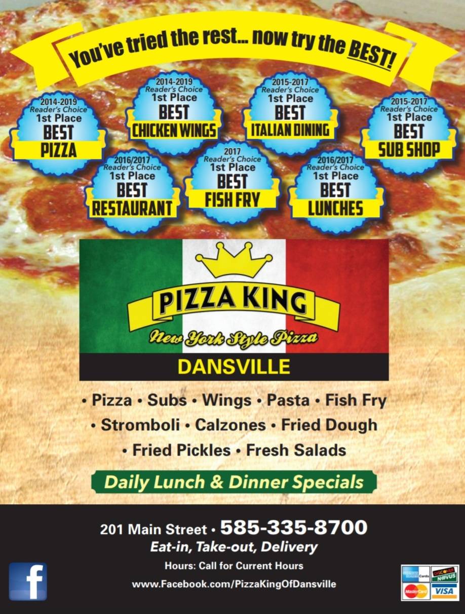Menu at Pizza King of Dansville NY pizzeria, Dansville, 201 Main St