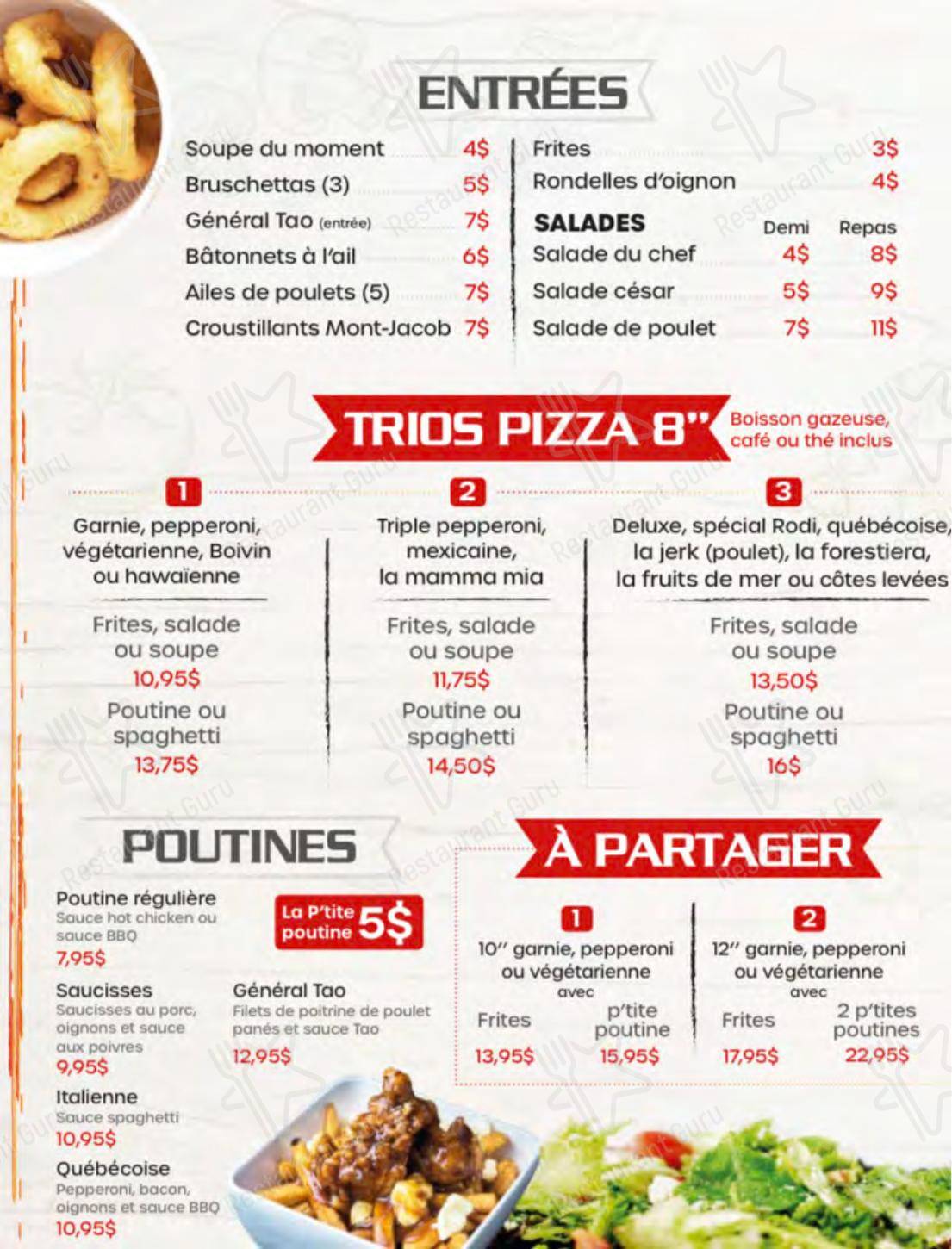 Menu pour Pizza Rodi Jonquière pizzeria