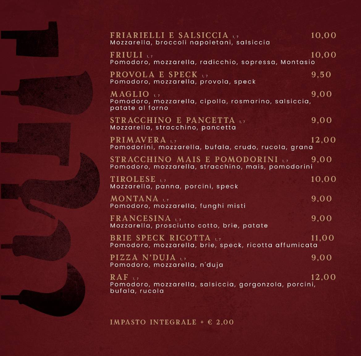 Menu di Pizzeria Antica Coltelleria 