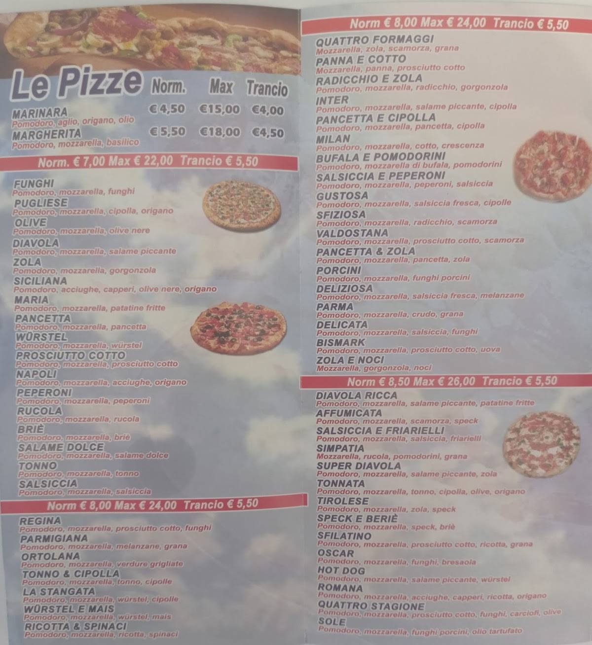 Menu di Pizzeria Santa Maria 