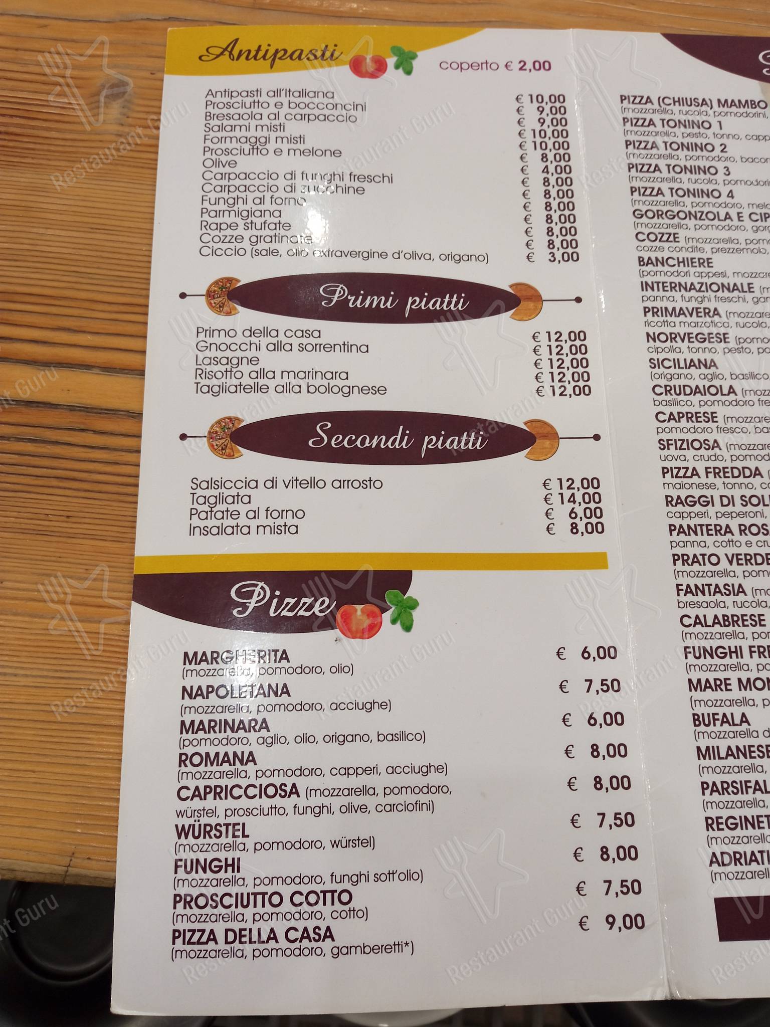 Menu per Pizzeria d'Autore pizzeria