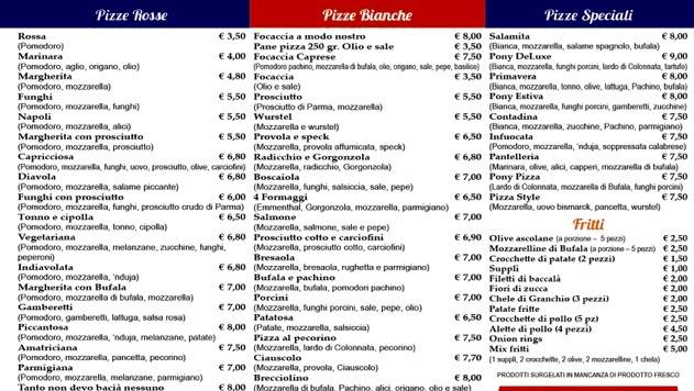 Menu di Ponypizza PinetaSacchetti 