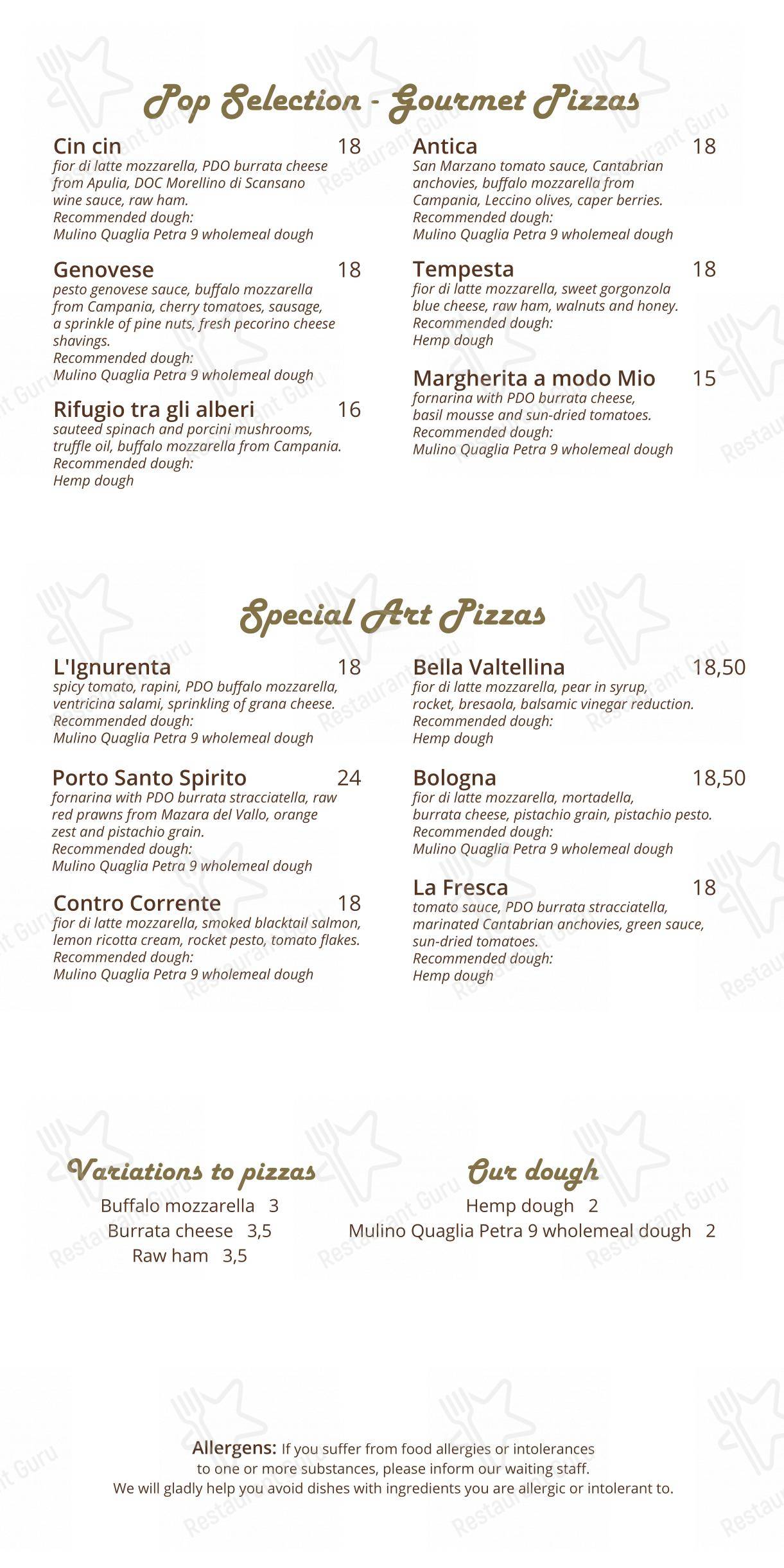 Menu bar per Prima O Poi pizzeria