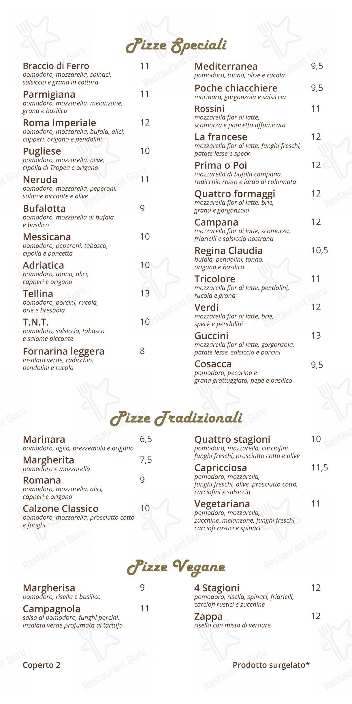 Menu per Prima O Poi pizzeria