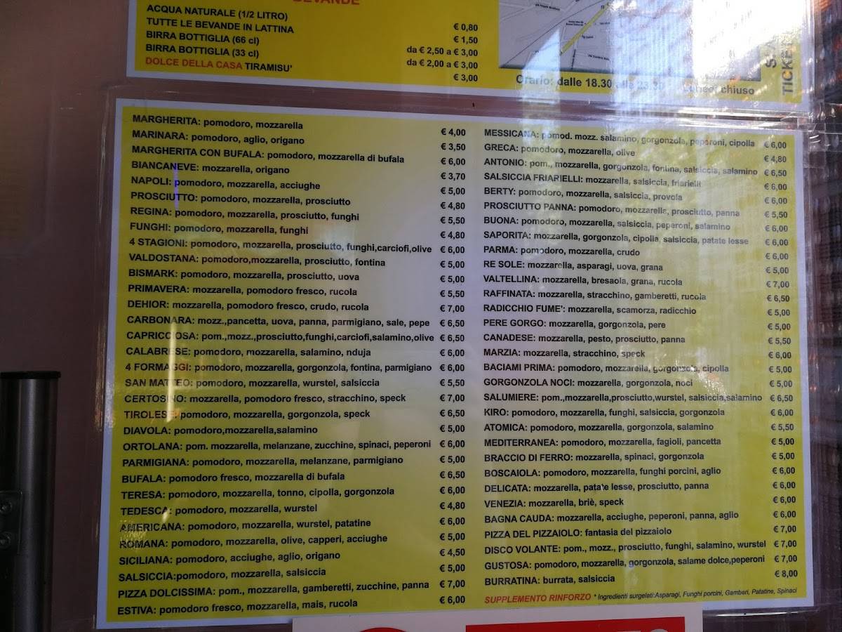 Menu di Pizzeria Re Sole 