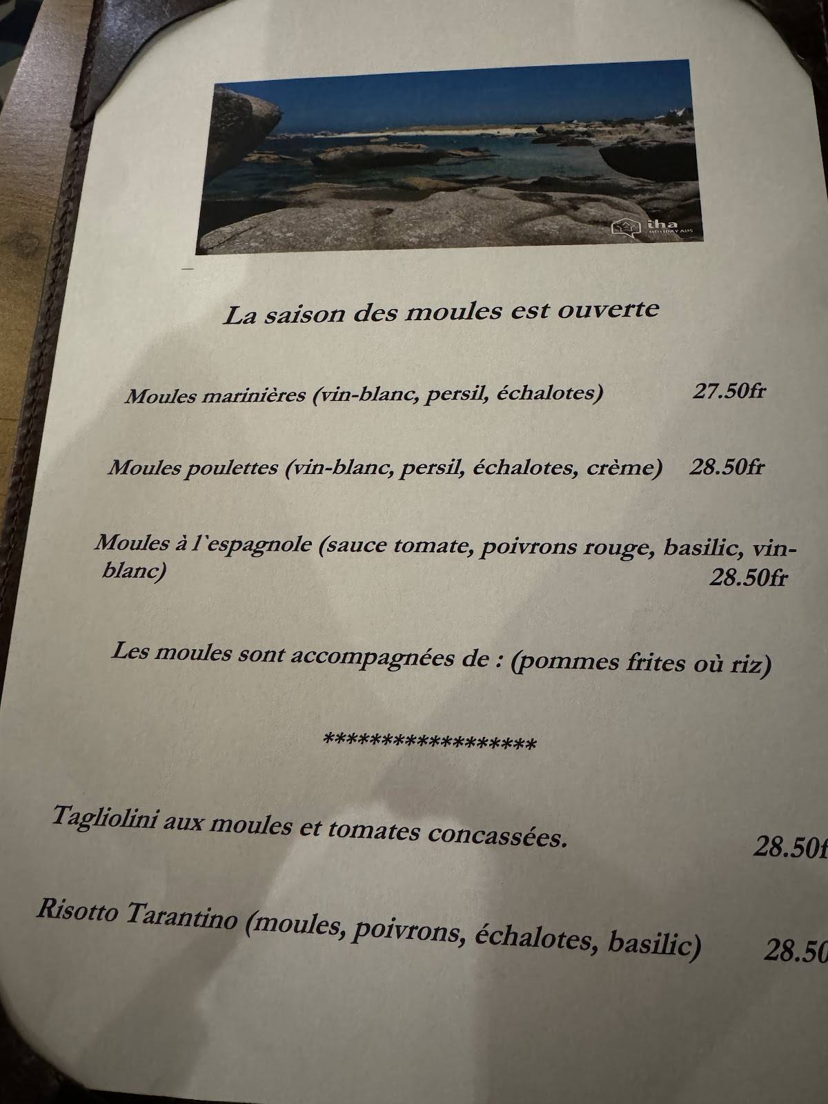 Menu di Restaurant de Moncor 